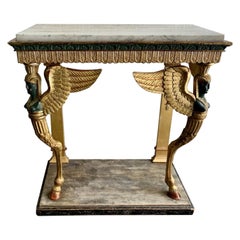 L'empire suédois du 19e siècle  Console sculptée, polychrome et dorée