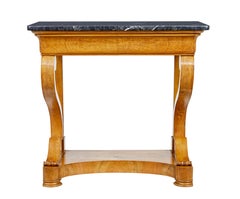 19th century Swedish empire elm marble top console table