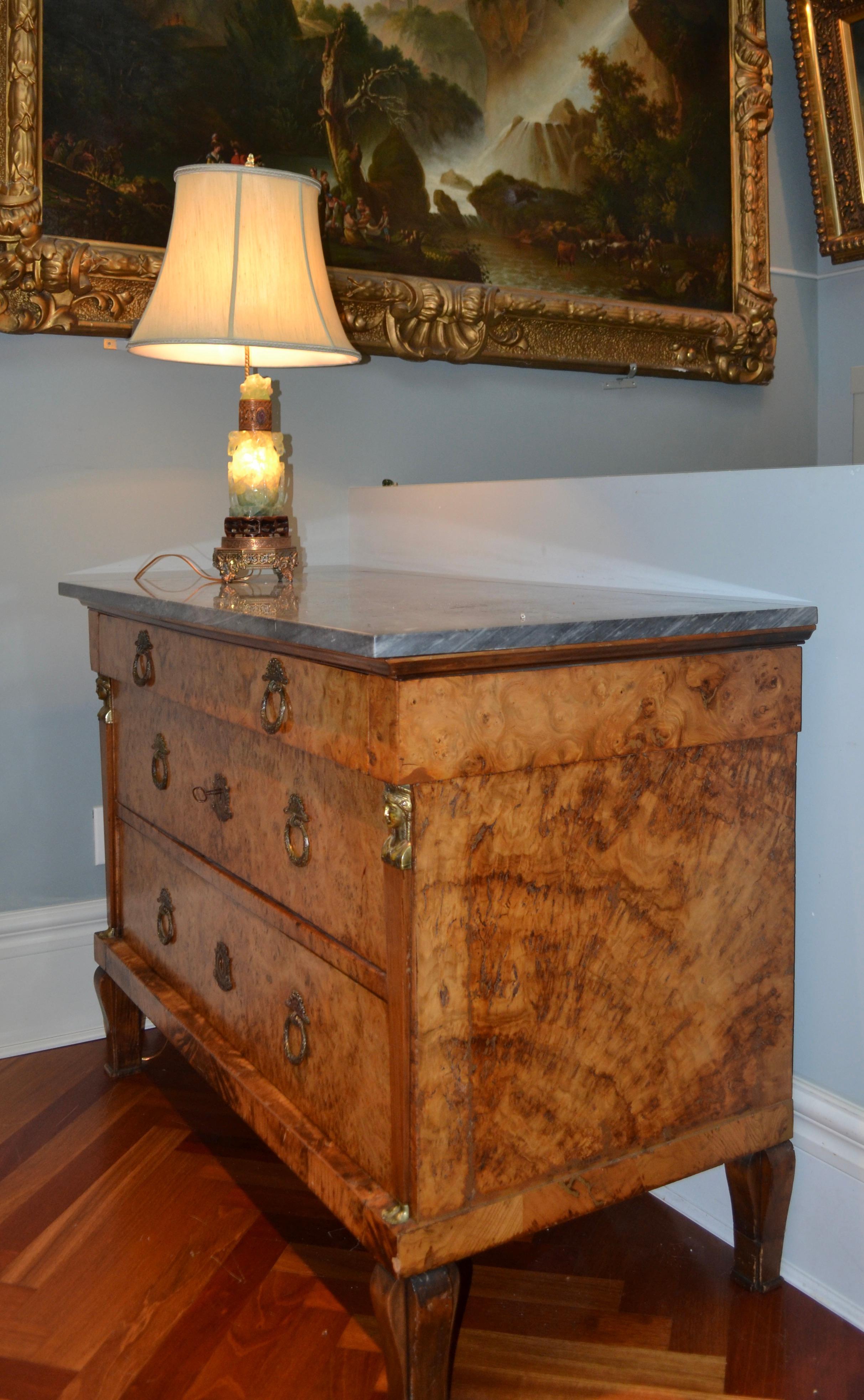 19th Century Swedish Empire Marble Topped Drawer Chest Commode For Sale 5
