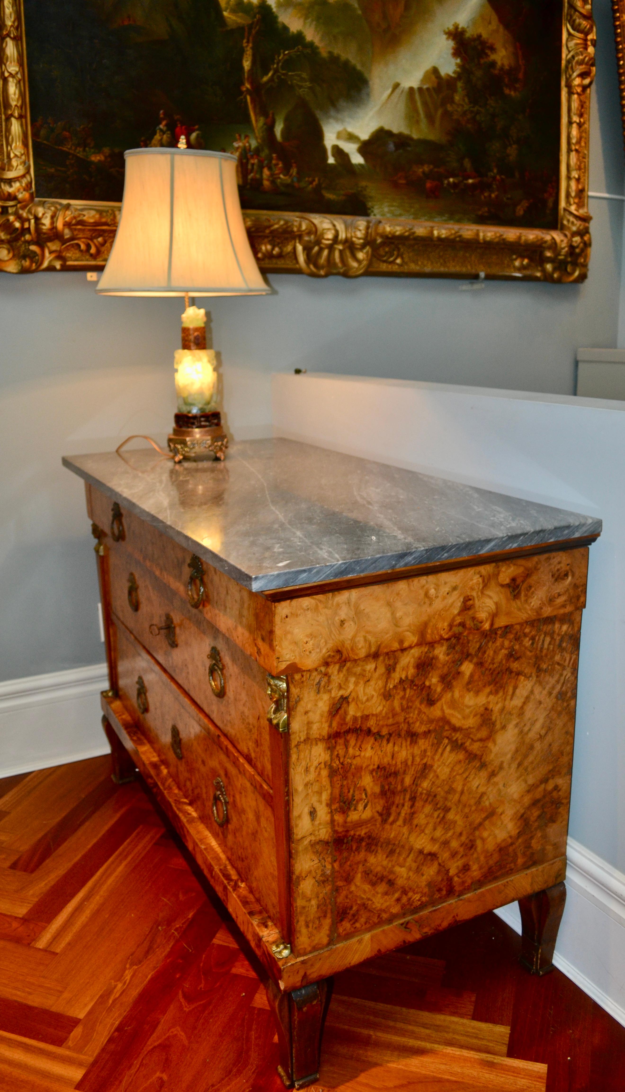 19th Century Swedish Empire Marble Topped Drawer Chest Commode For Sale 6