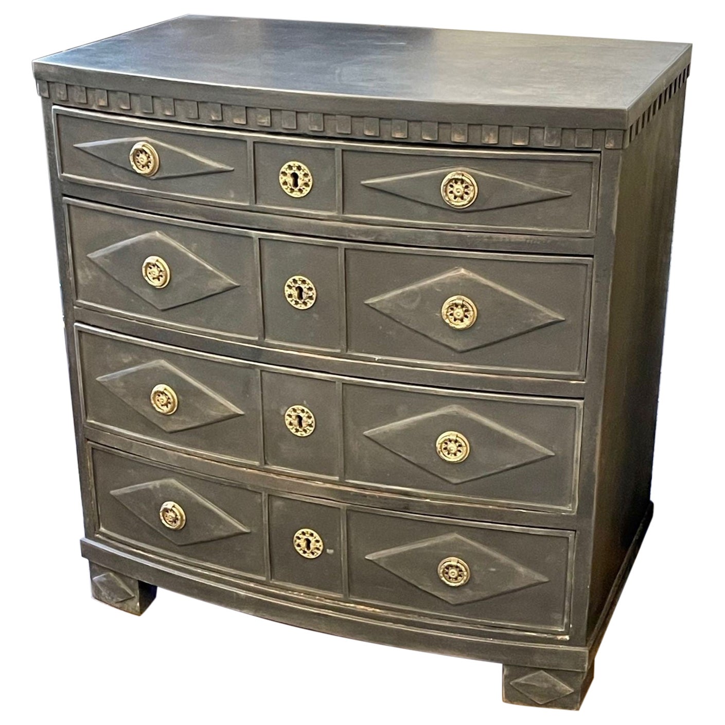 19th Century Swedish Empire Style Painted Black Chest