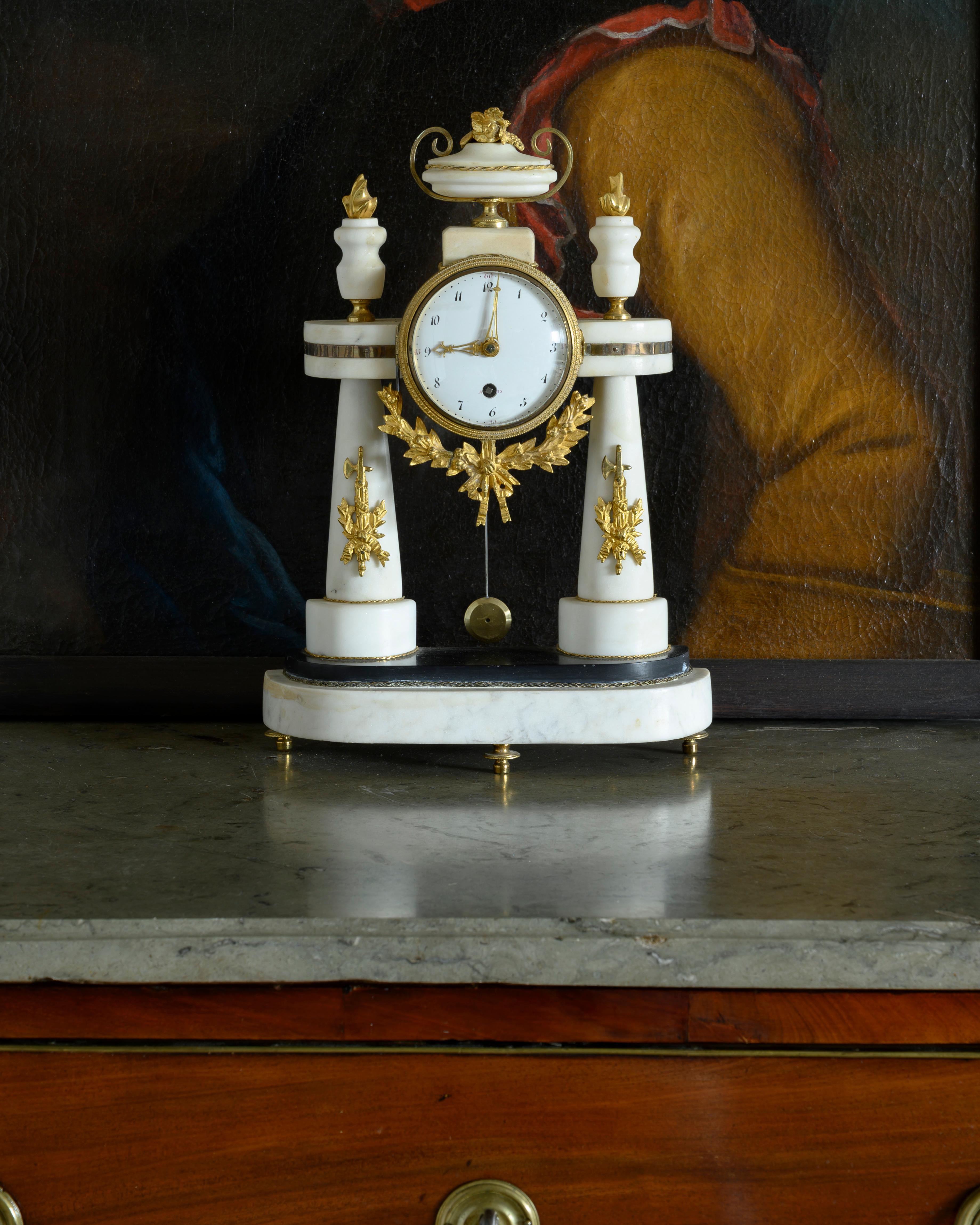19th Century Swedish Empire Table Clock In Good Condition In Allerum, SE