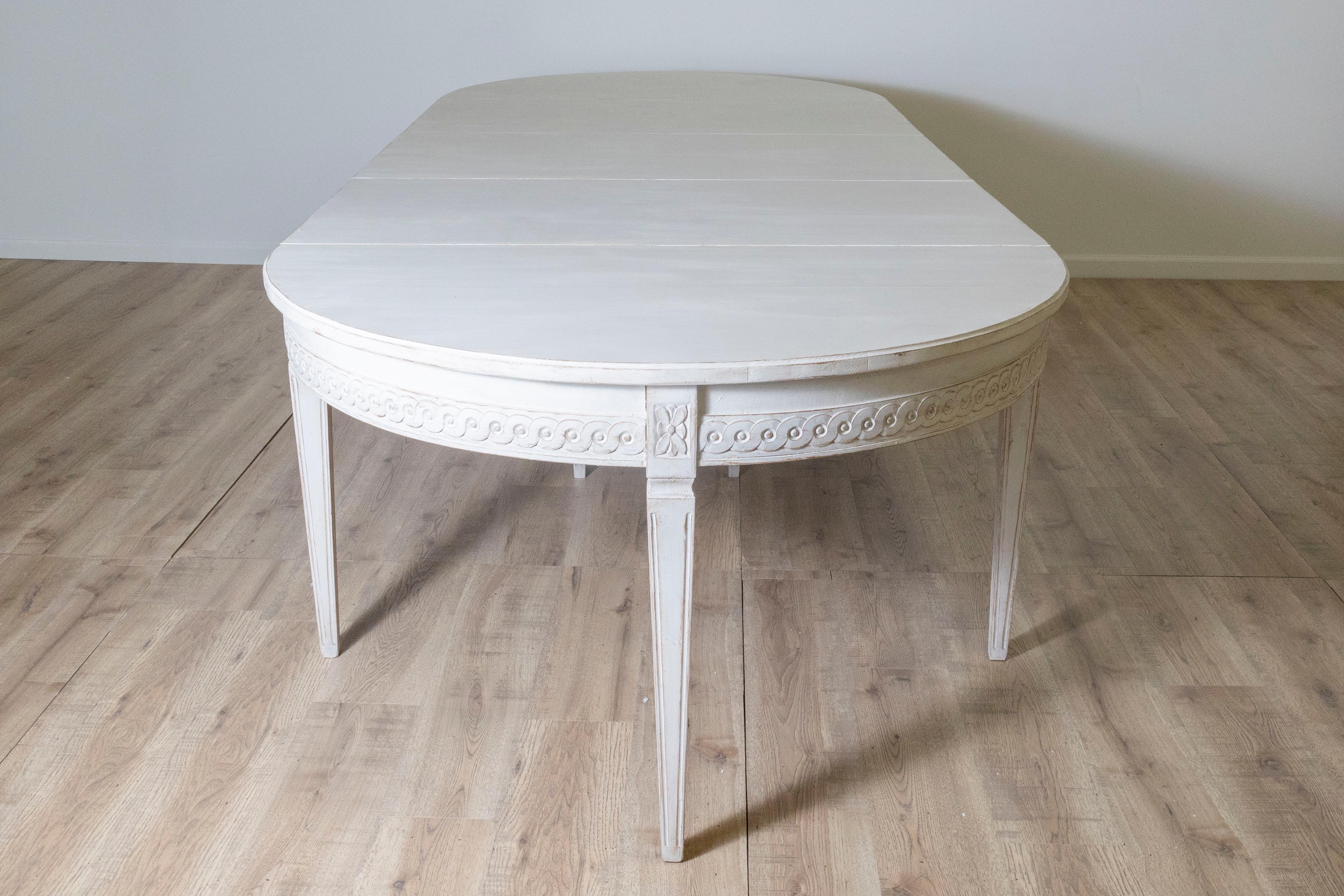 Gustavian 19th Century Swedish Extension Table With Three Leaves