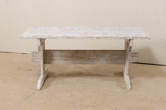 19th Century Swedish Farm Table with Trestle Base and Wonderful Light Finish