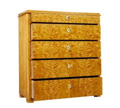 19th century Swedish flame birch chest of drawers