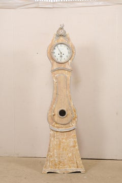 19th Century Swedish Floor Clock with an Exaggerated and Pierce-Carved Crown
