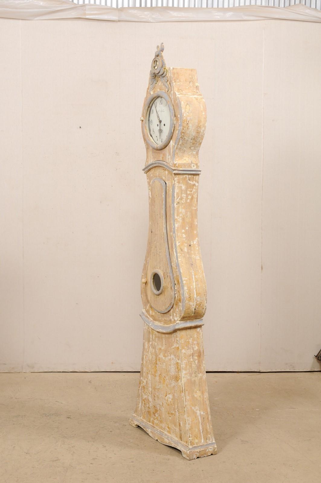 19th Century Swedish Floor Clock with an Exaggerated and Pierce-Carved Crown 1