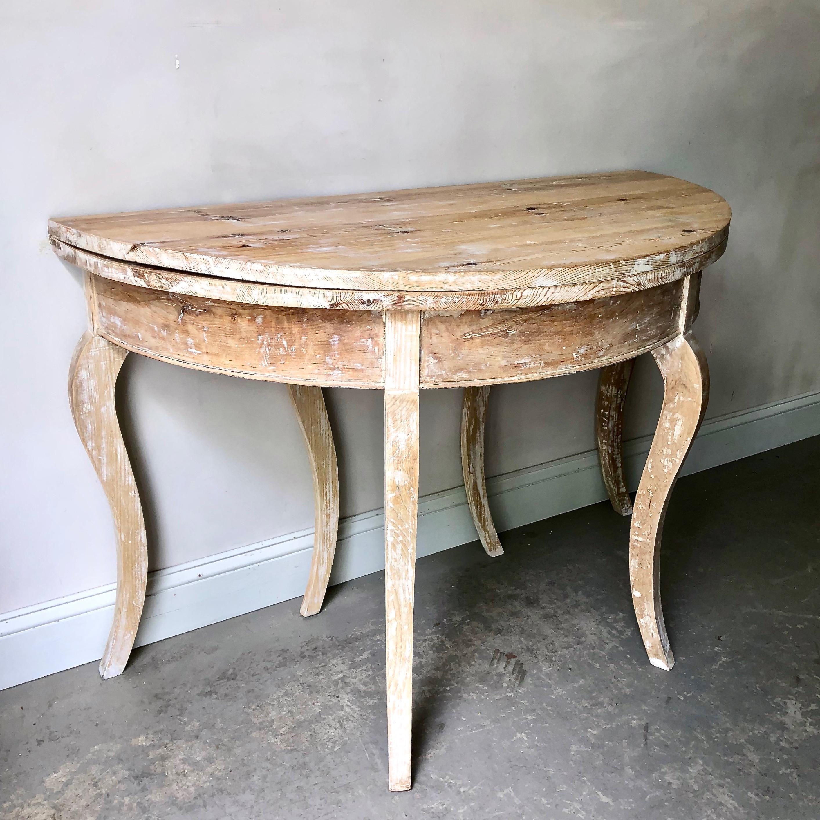 19th Century Swedish Folding Demilune Table In Good Condition In Charleston, SC