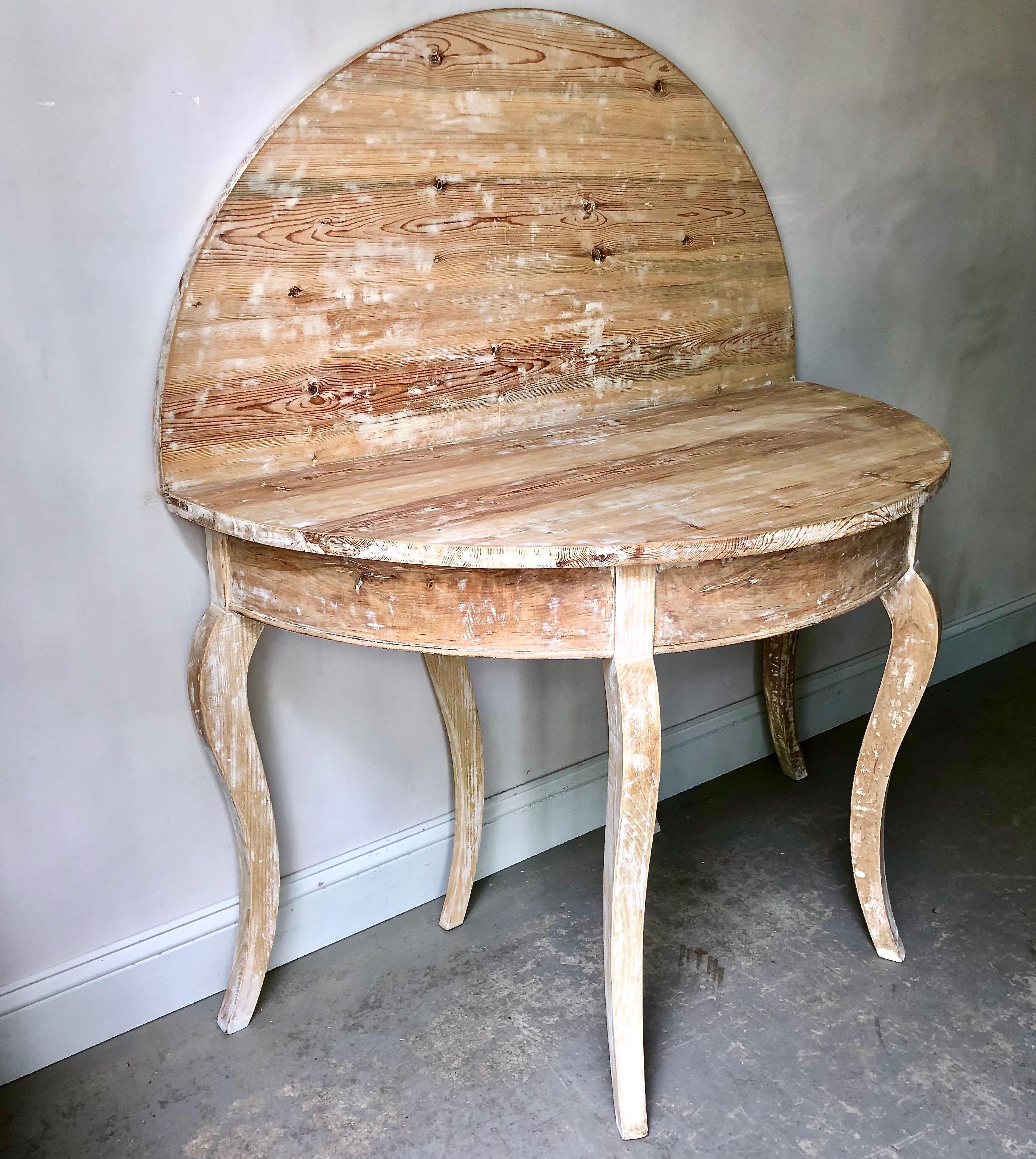 19th Century Swedish Folding Demilune Table 1