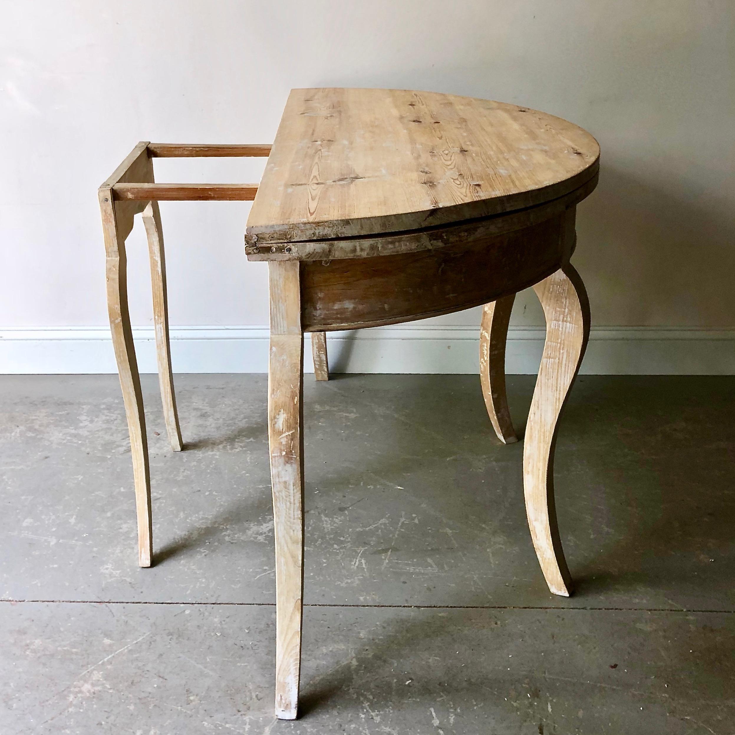 19th Century Swedish Folding Demilune Table 2