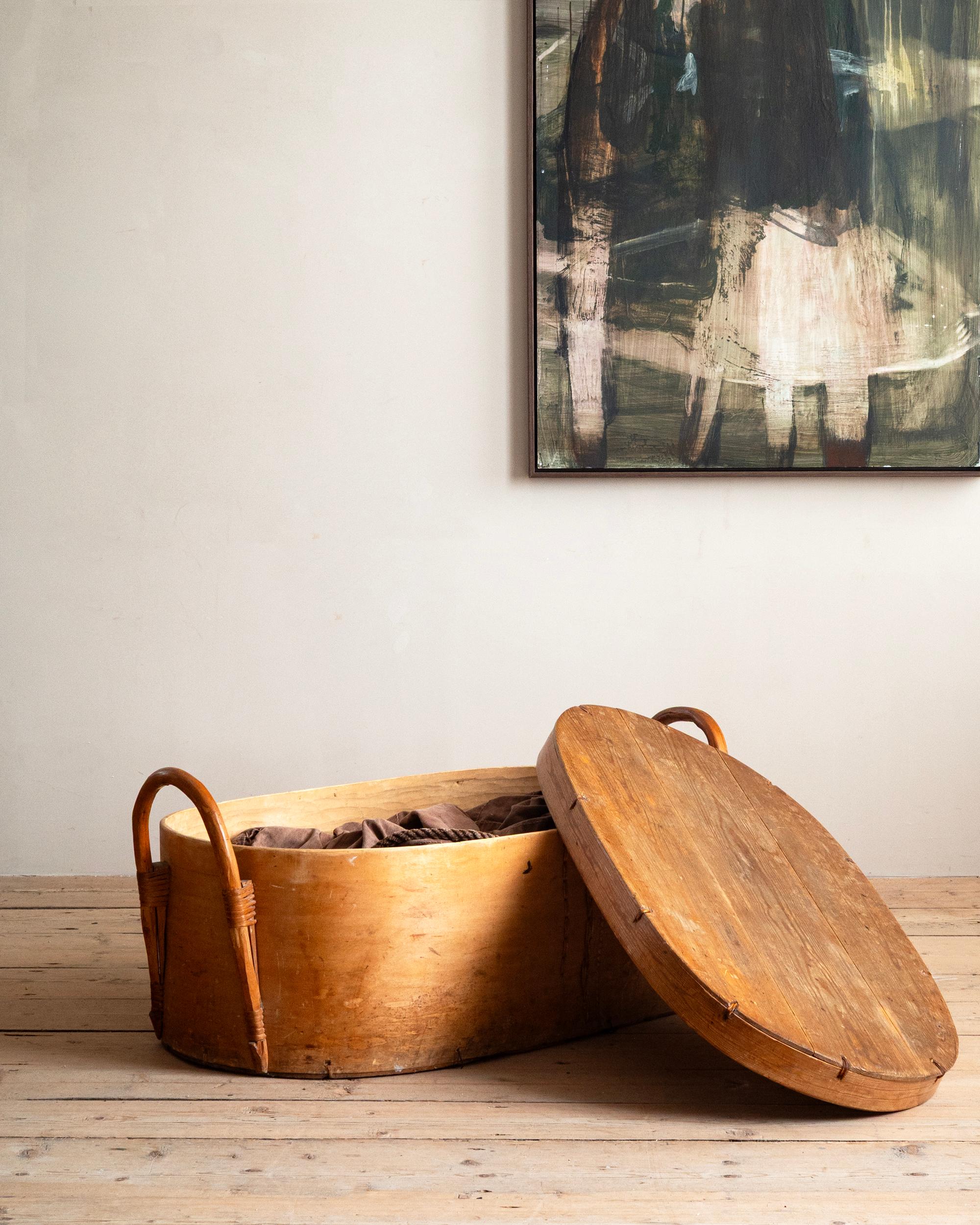 19. Jahrhundert Schwedische Volkskunst Bentwood Korb im Angebot 1