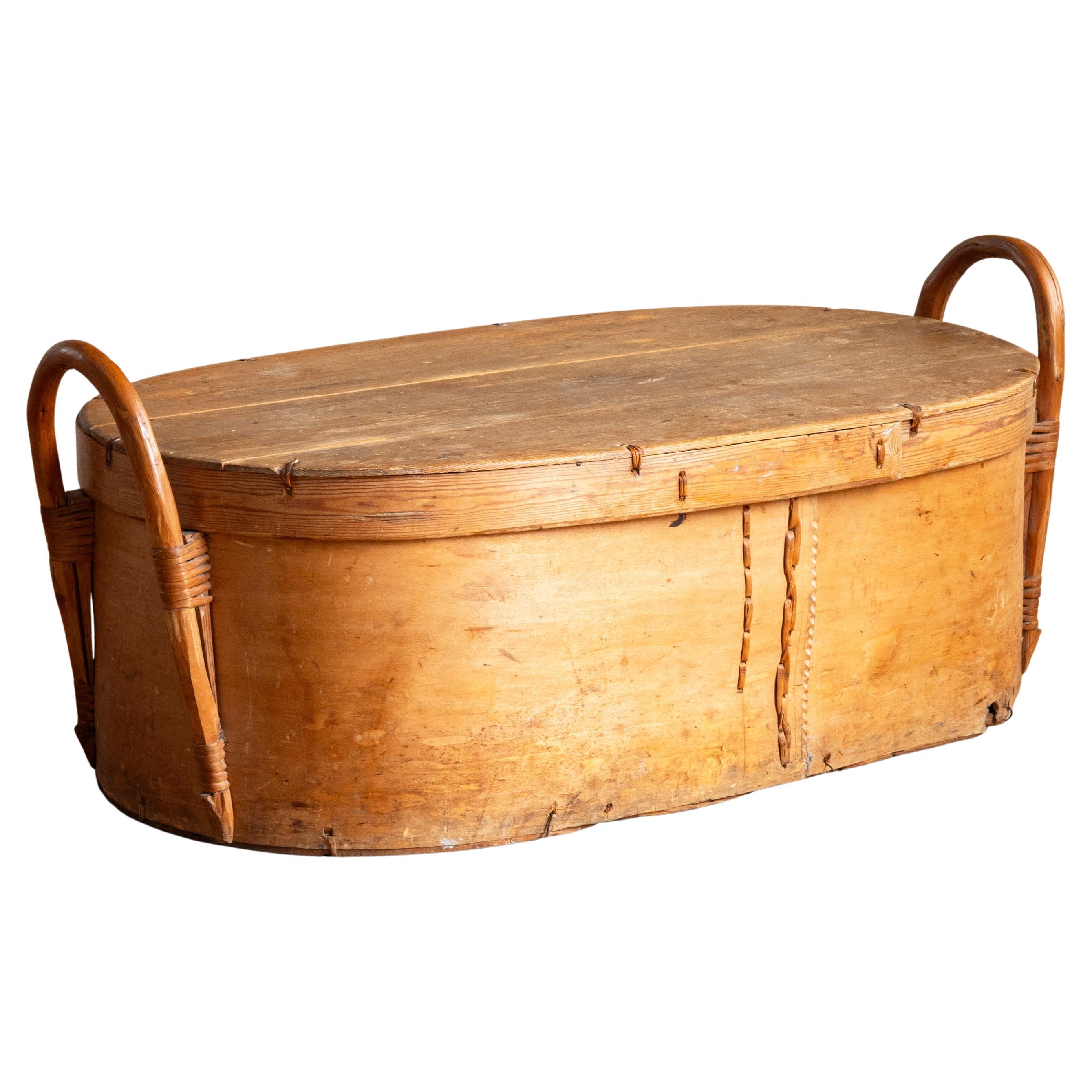 19th Century Swedish Folk Art Bentwood Basket