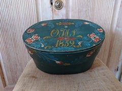 19th Century Swedish Folk Art Bentwood Box with Original Paint