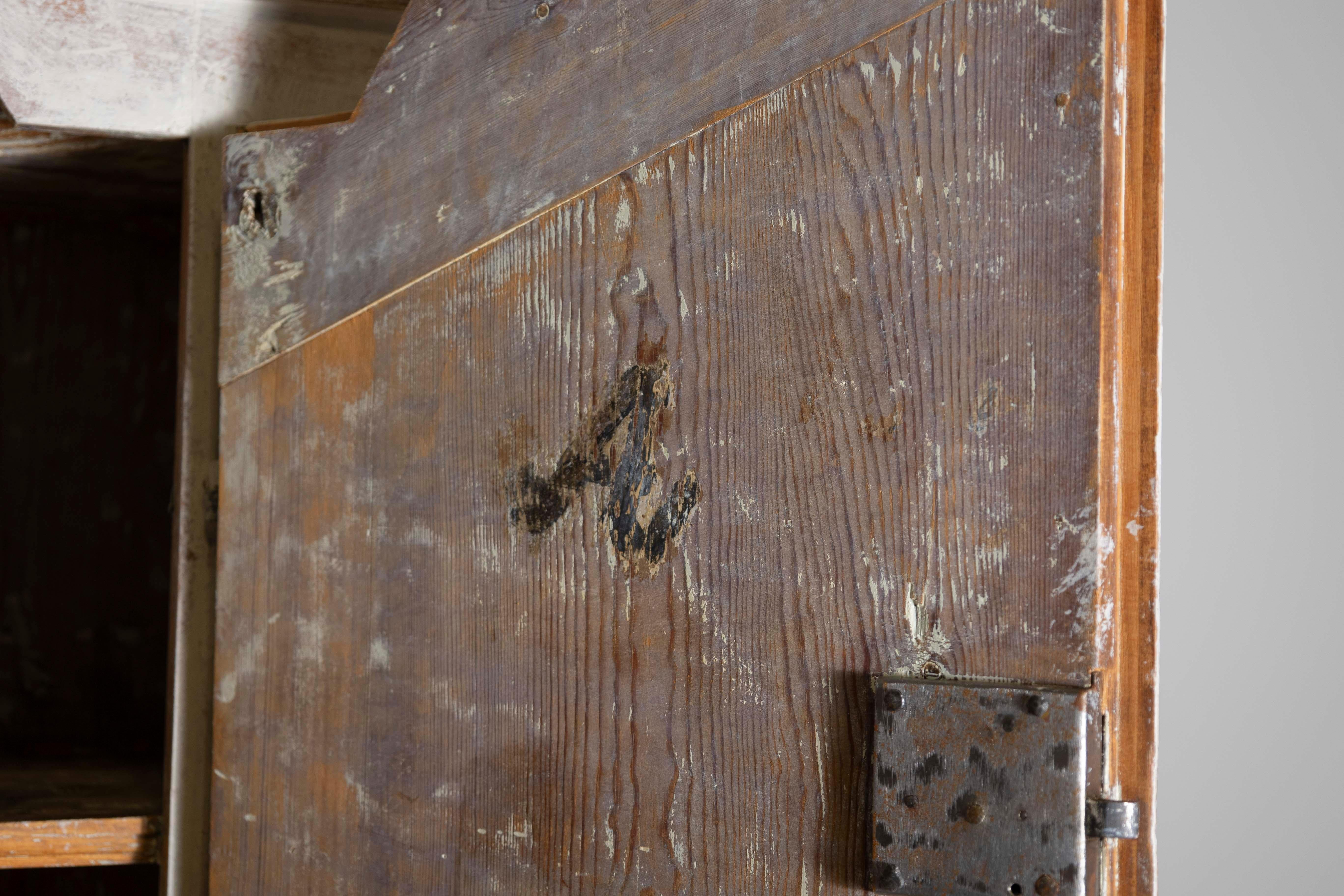 Hand-Carved 19th Century Swedish Folk Art Cabinet Circa 1810 For Sale