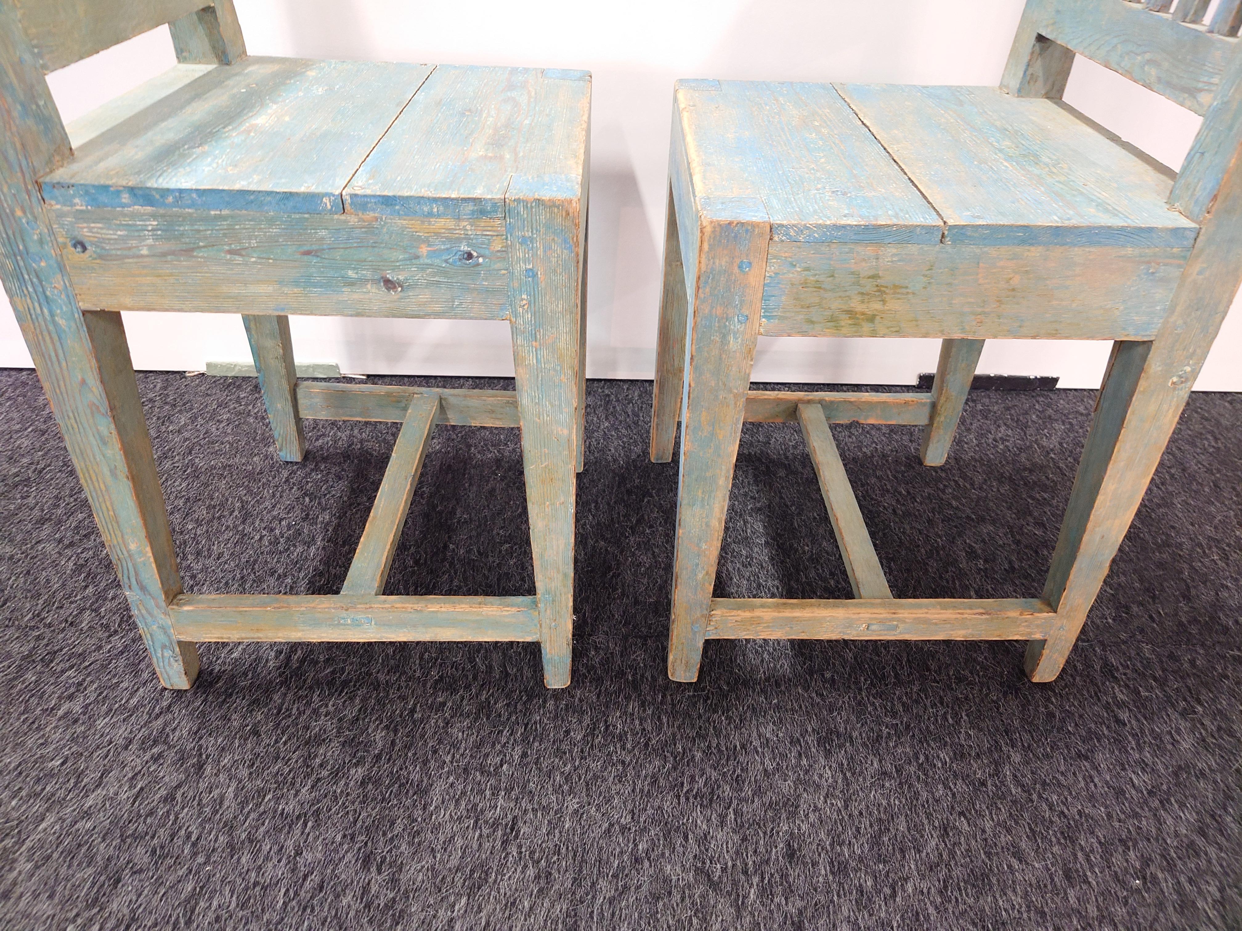 19th Century Swedish Folk Art chairs with original paint For Sale 8