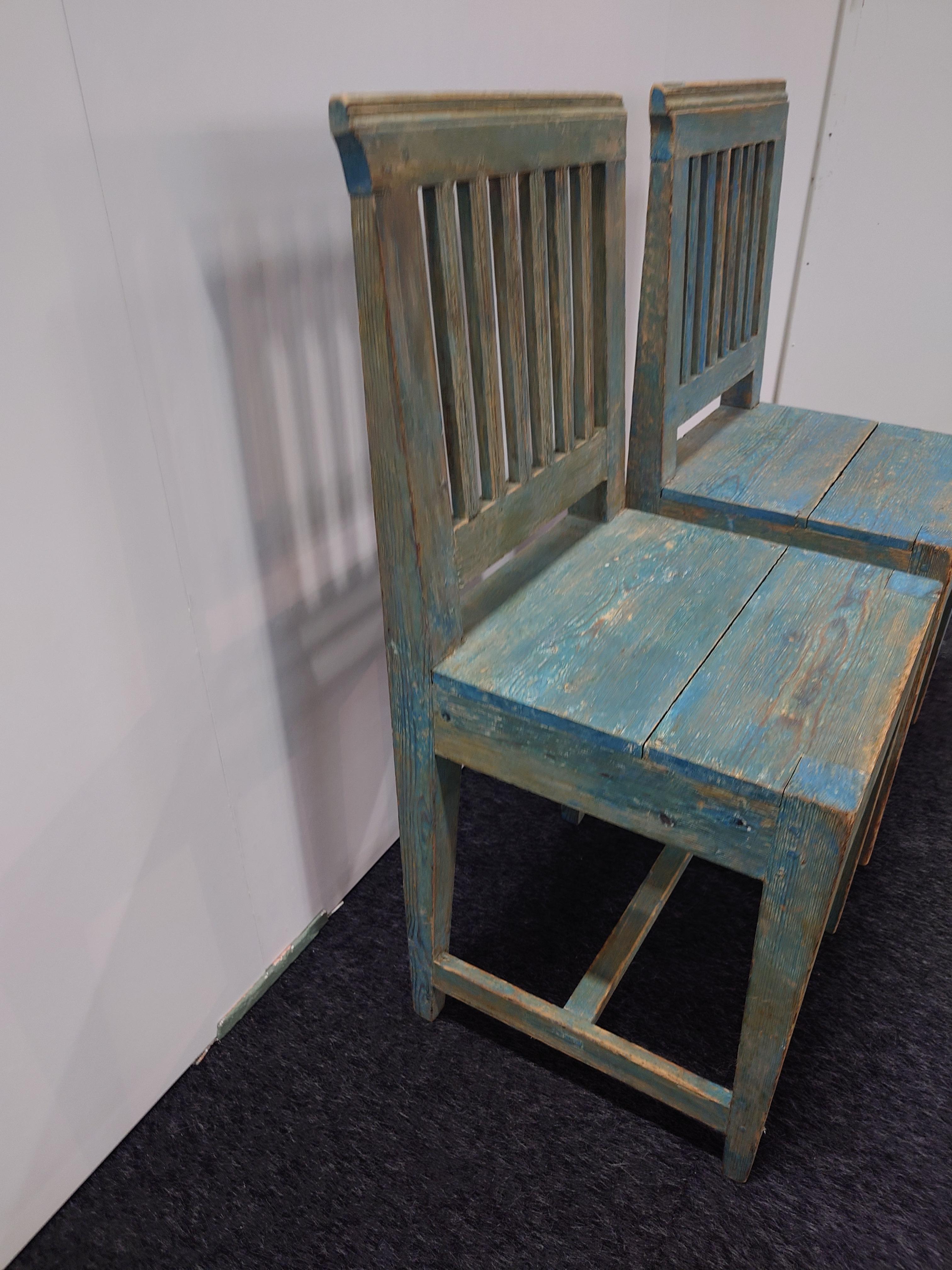 19th Century Swedish Folk Art chairs with original paint For Sale 9