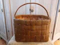 19th Century Swedish Folk Art Country decorative basket with original paint
