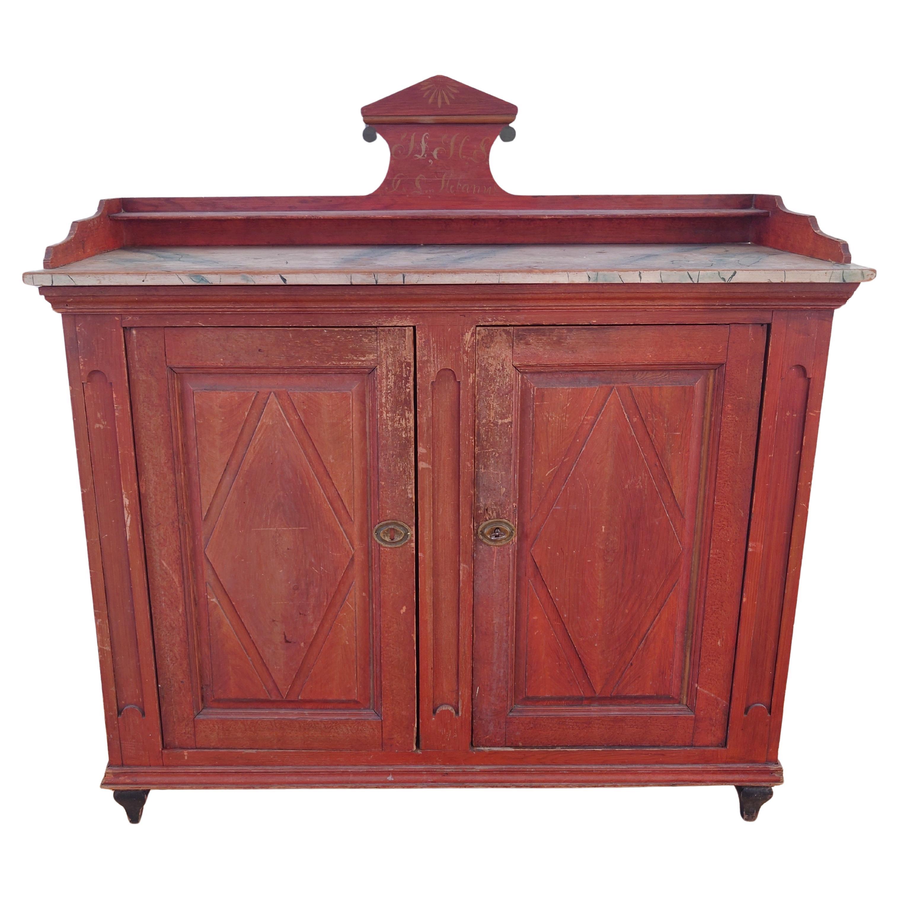 19th Century Swedish folk art Gustavian buffet dated 1848 original paint