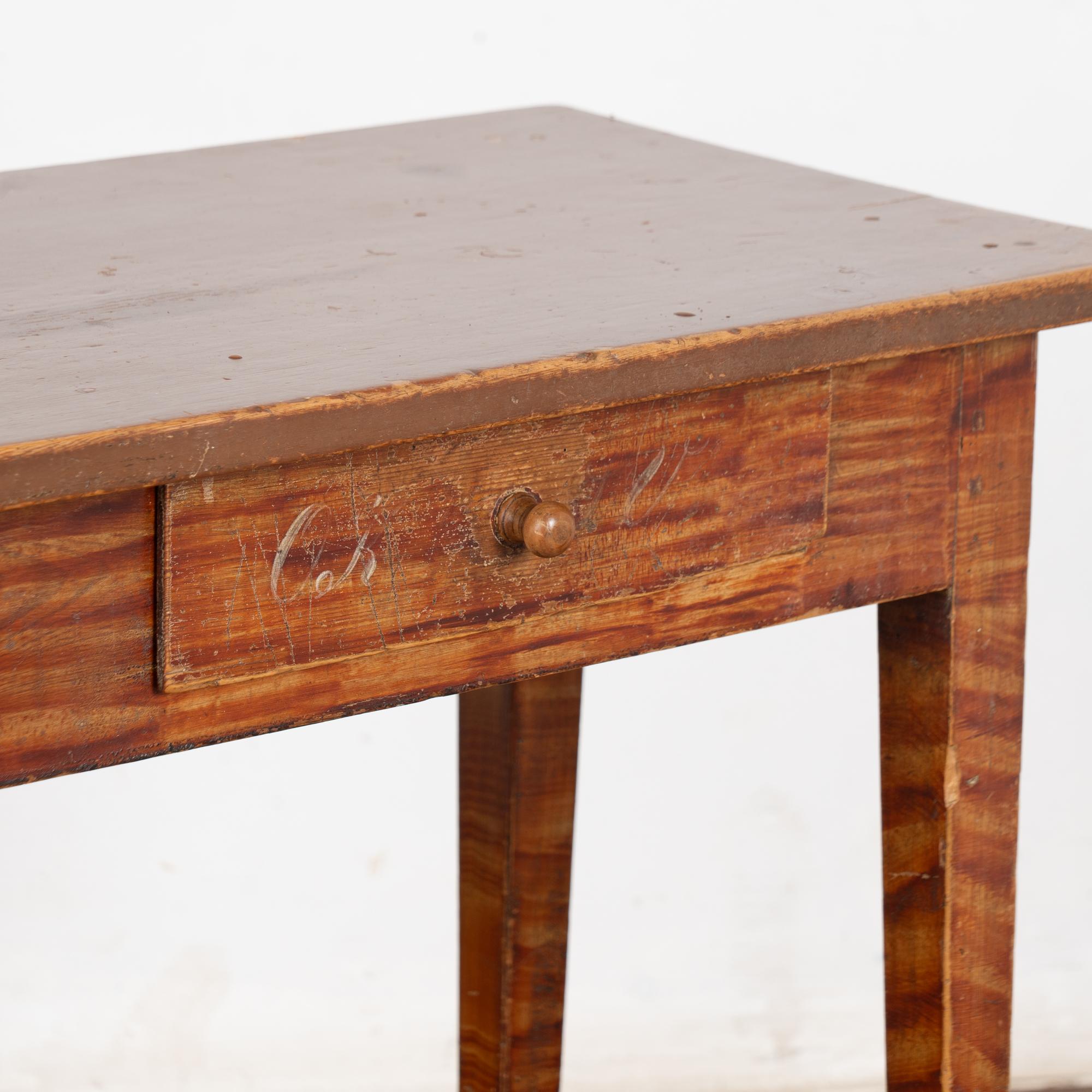 19th Century Swedish Folk Art Painted Side Table with Drawer For Sale 6