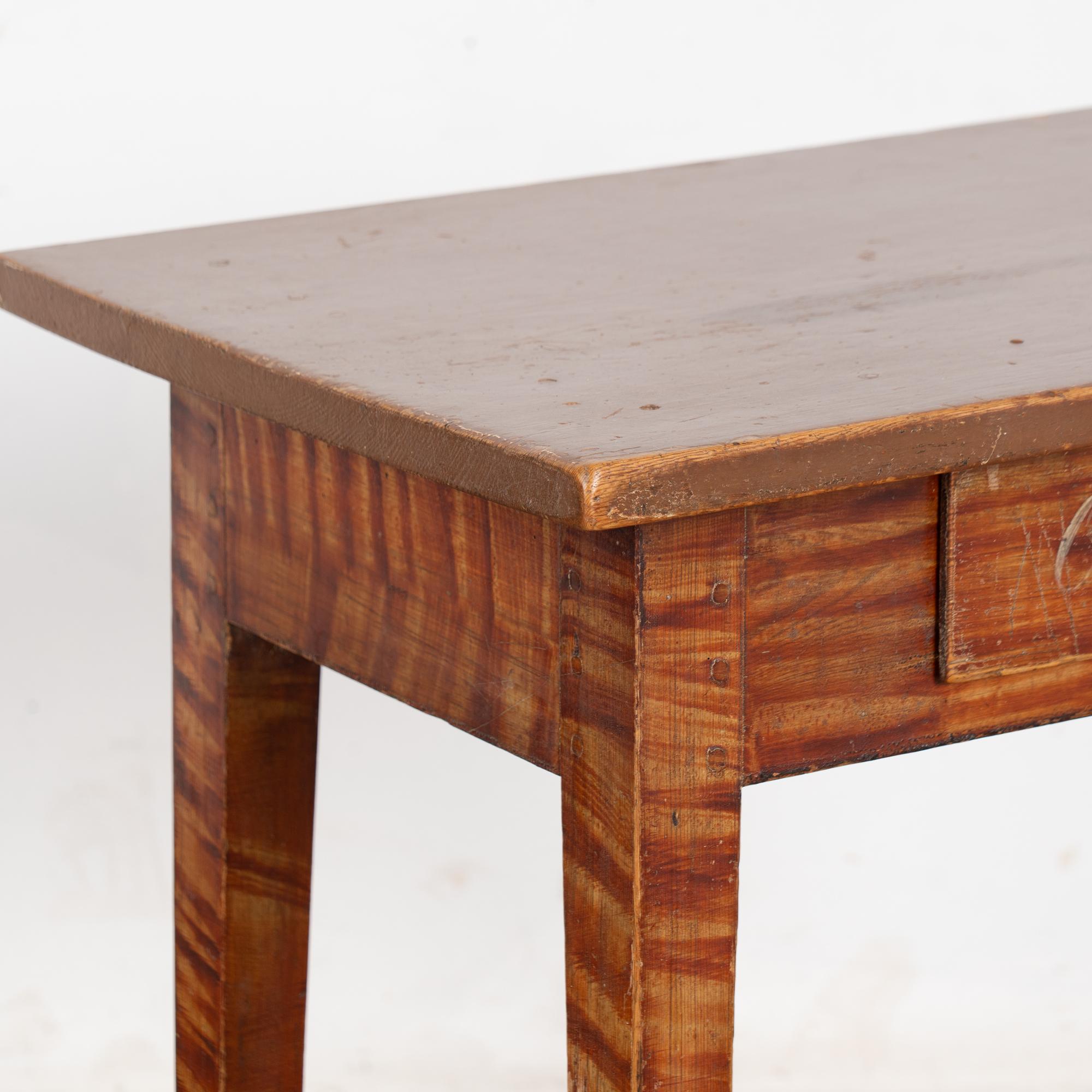 19th Century Swedish Folk Art Painted Side Table with Drawer For Sale 4