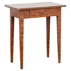 19th Century Swedish Folk Art Painted Side Table with Drawer