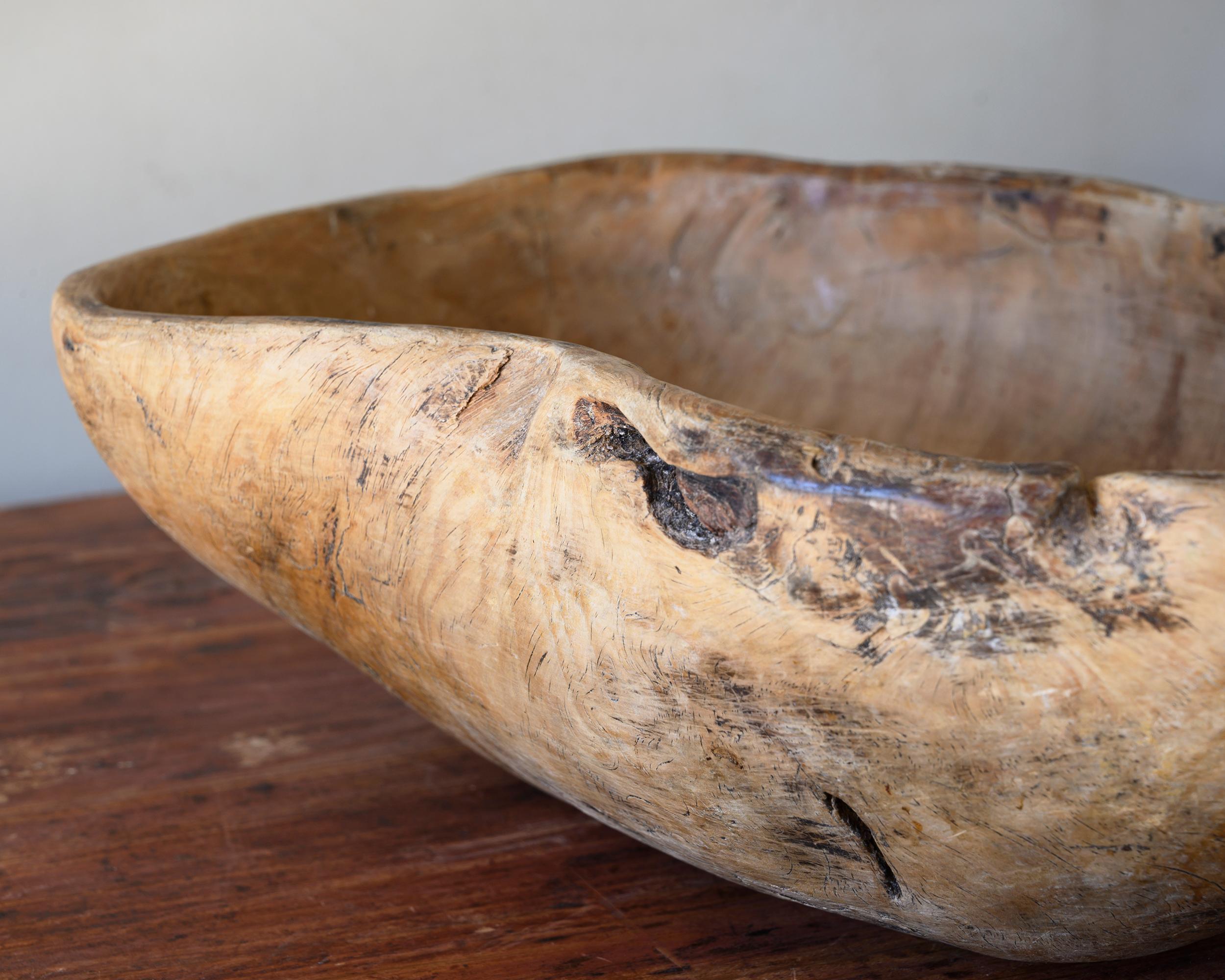 Svedese Ciotola in legno di radice del 19° secolo, arte popolare svedese in vendita