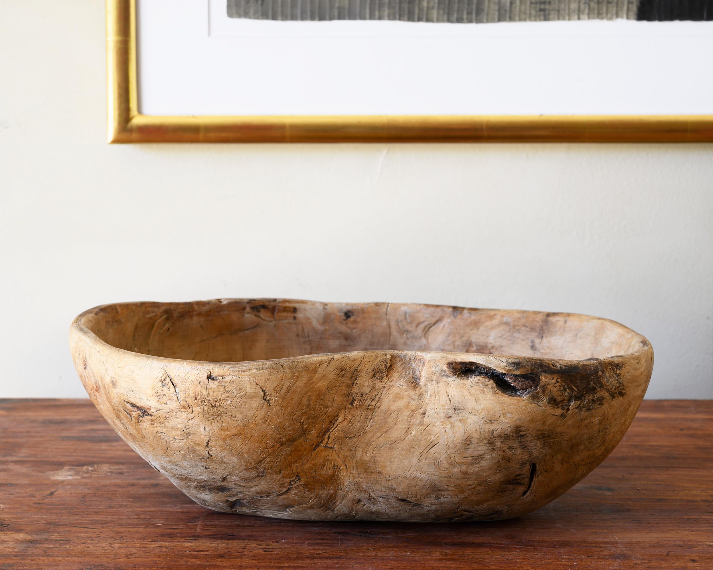 19th Century Swedish Folk Art Root Wood Bowl For Sale 2