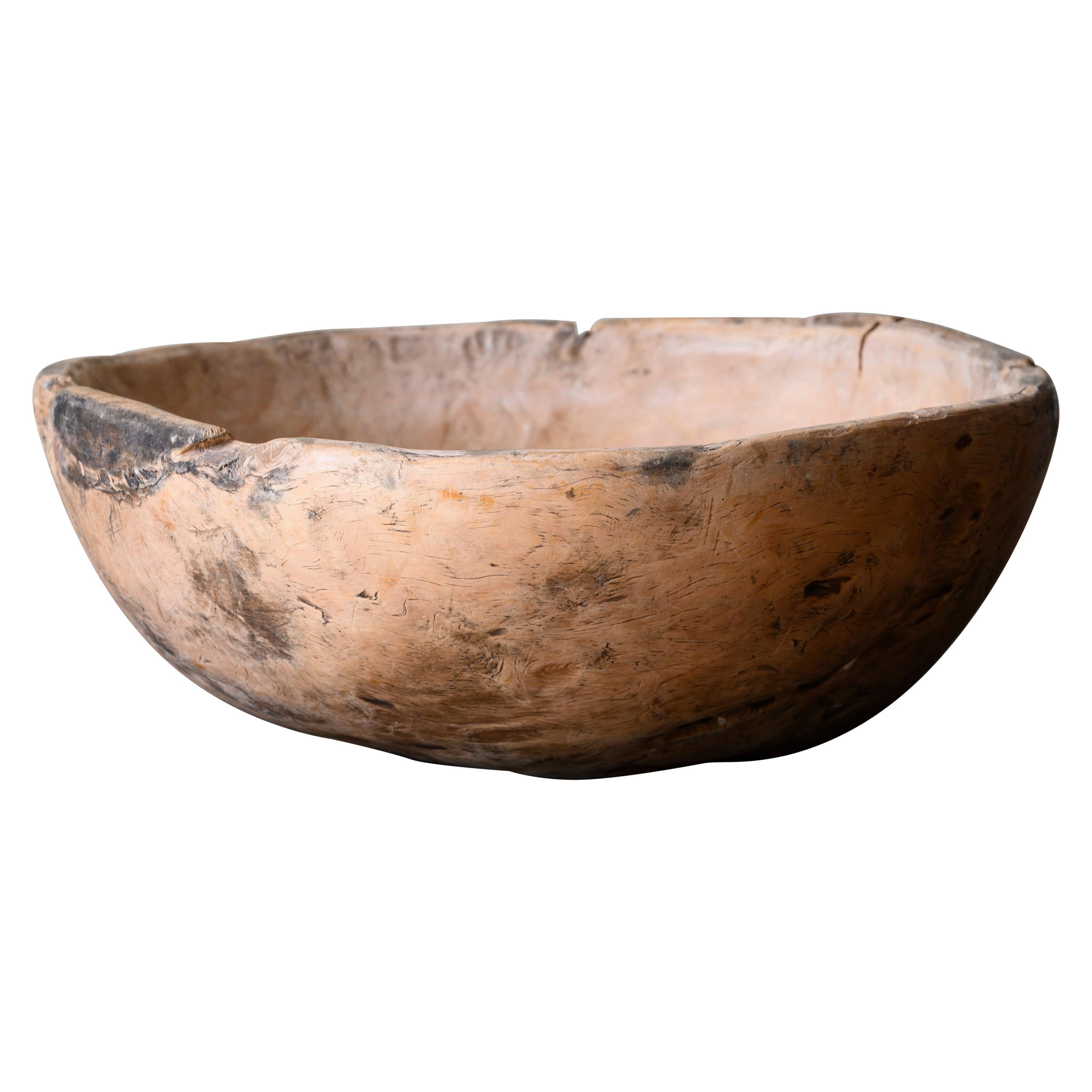 19th Century Swedish Folk Art Root Wood Bowl