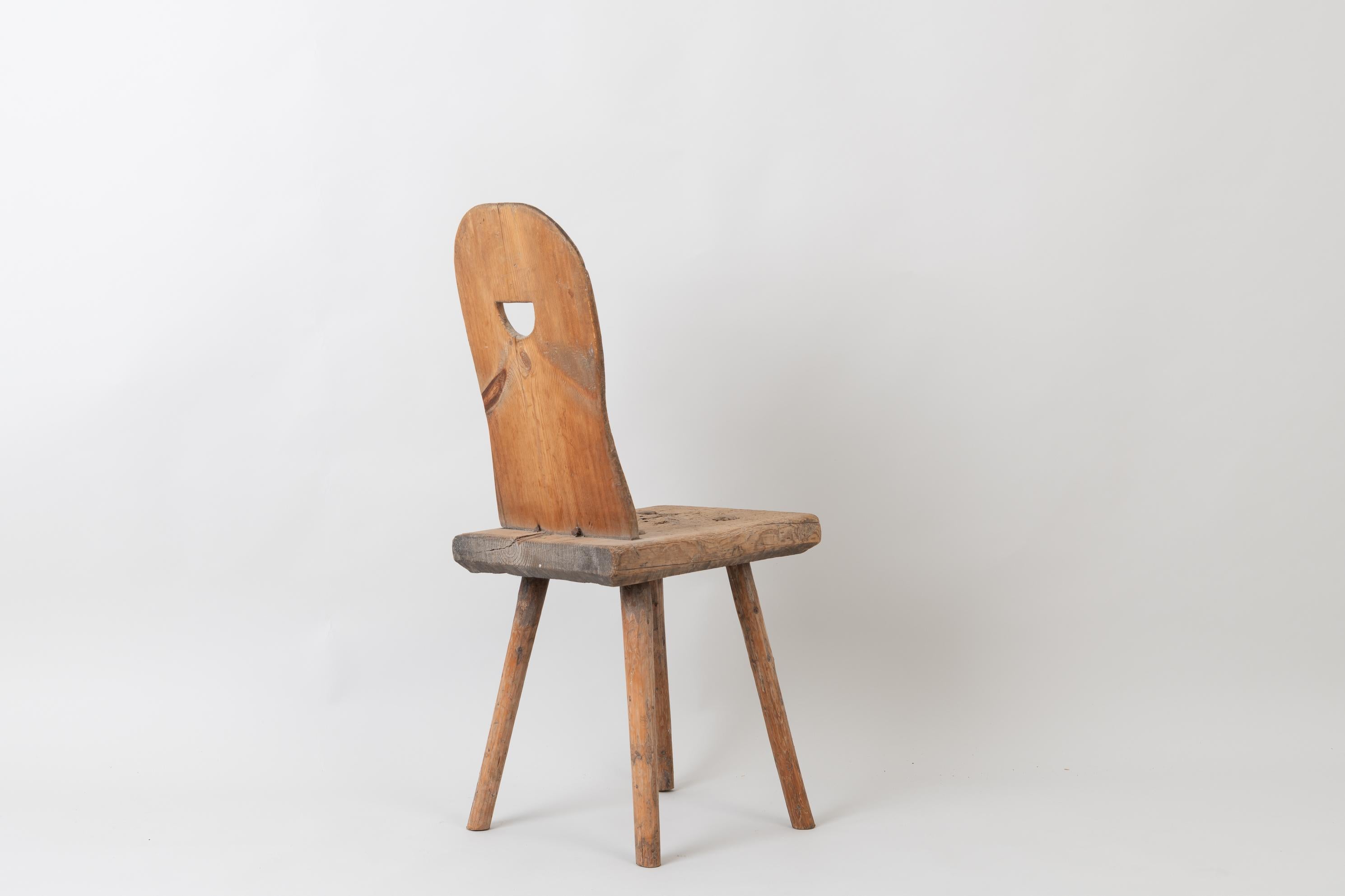 Pine 19th Century Swedish Folk Art Rustic Chair