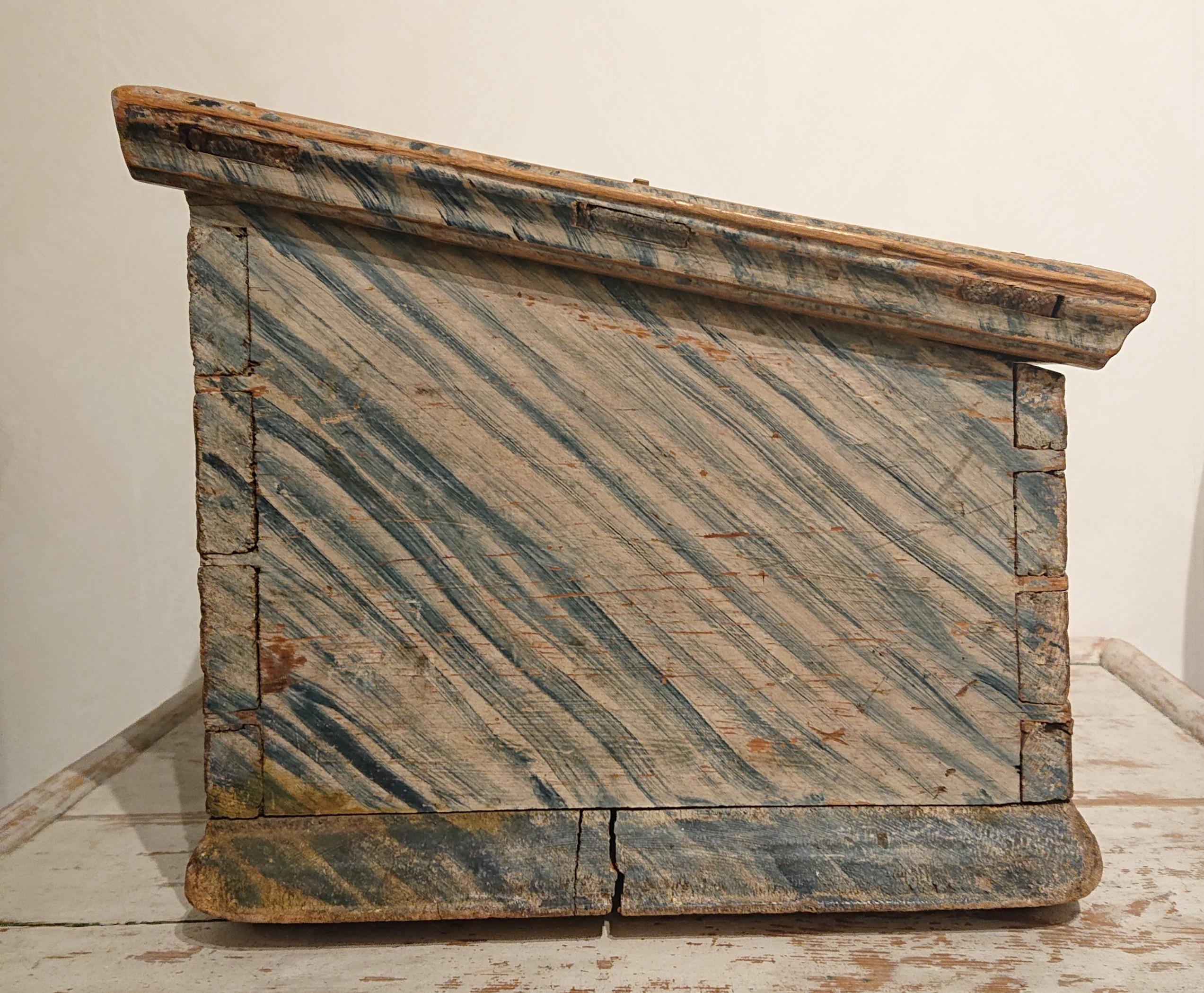 Hand-Crafted 19th Century Swedish Folk Art Travel Writing Chest / Box with Original Paint For Sale