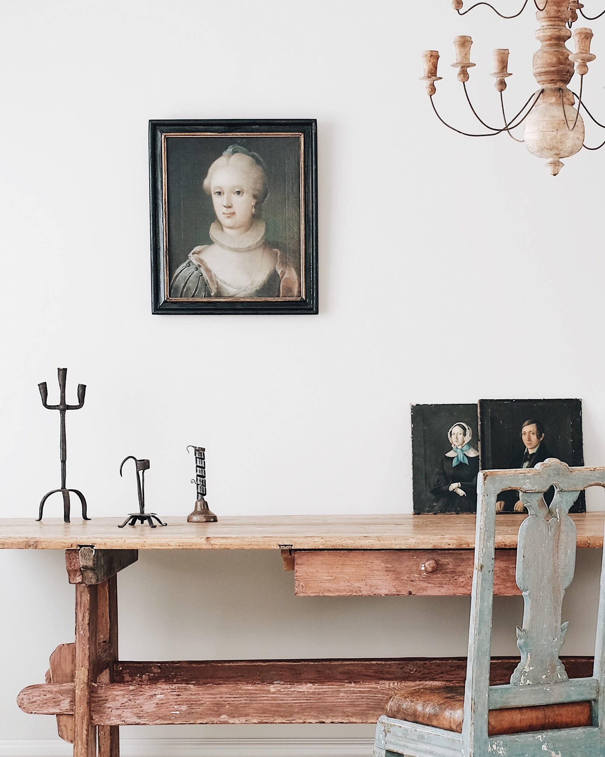 Gustavian 19th Century Swedish Folk Art Trestle Table