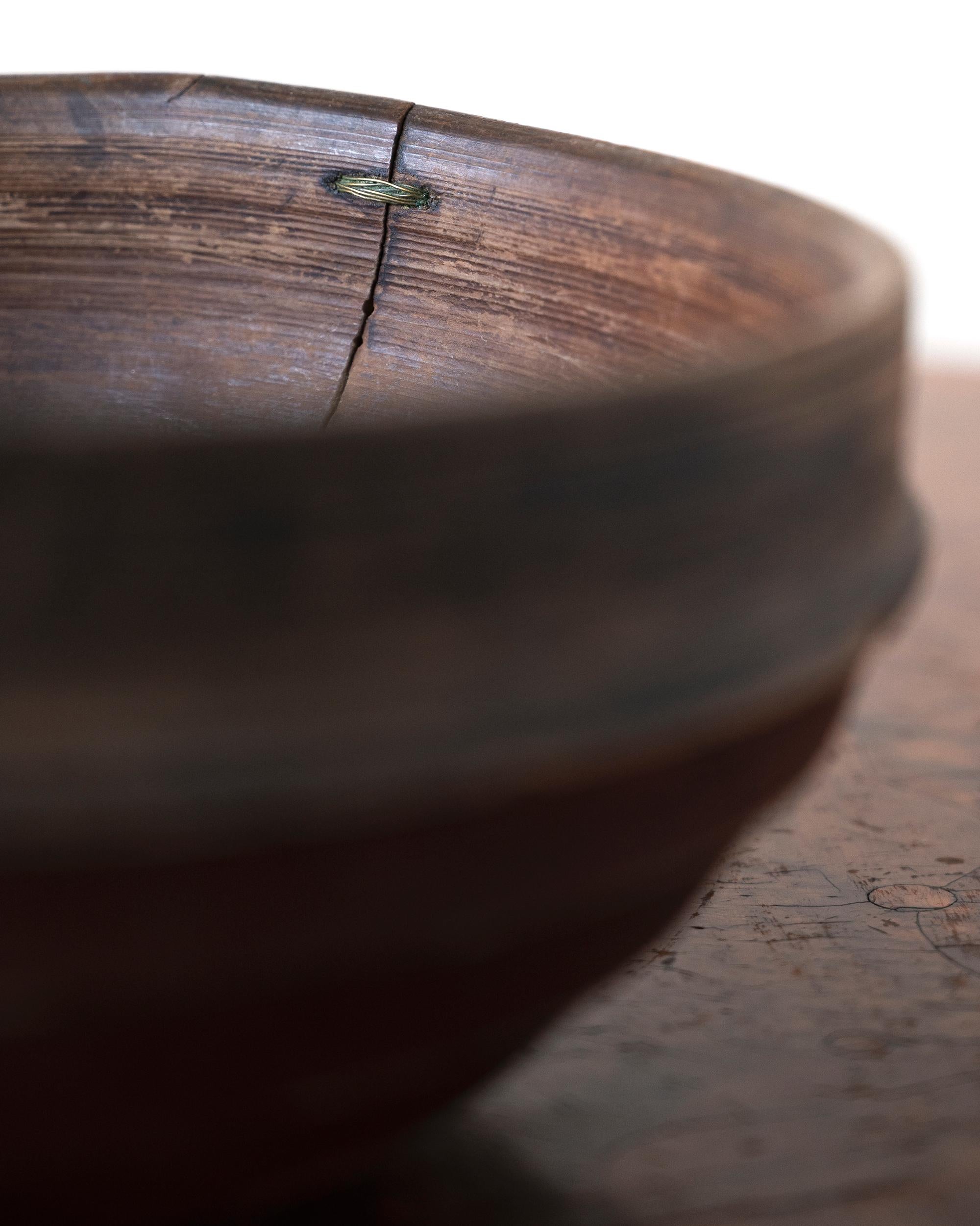 Wood 19th Century Swedish Folk Art Turned Bowl For Sale