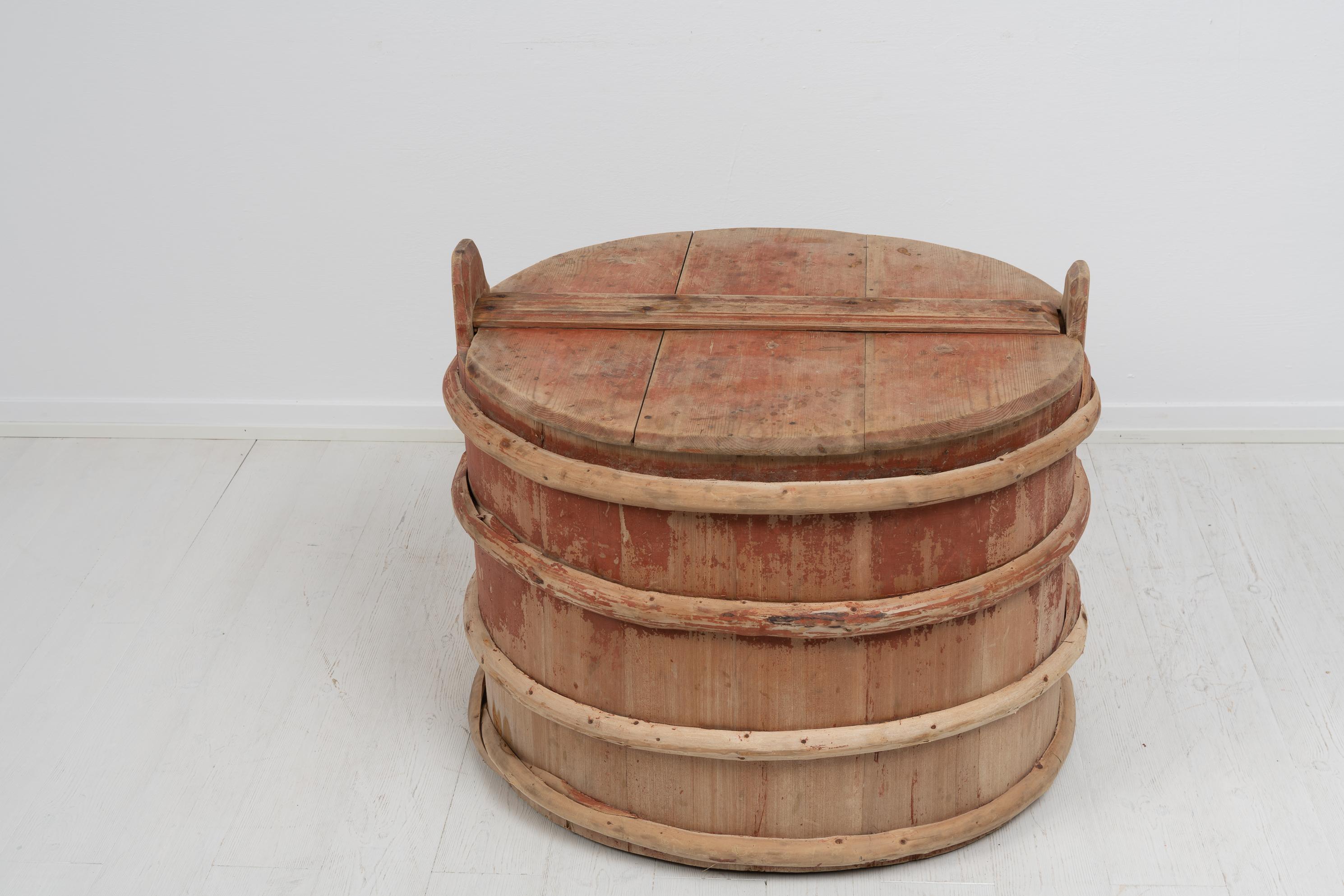 Hand-Crafted 19th Century Swedish Folk Art Wooden Barrel