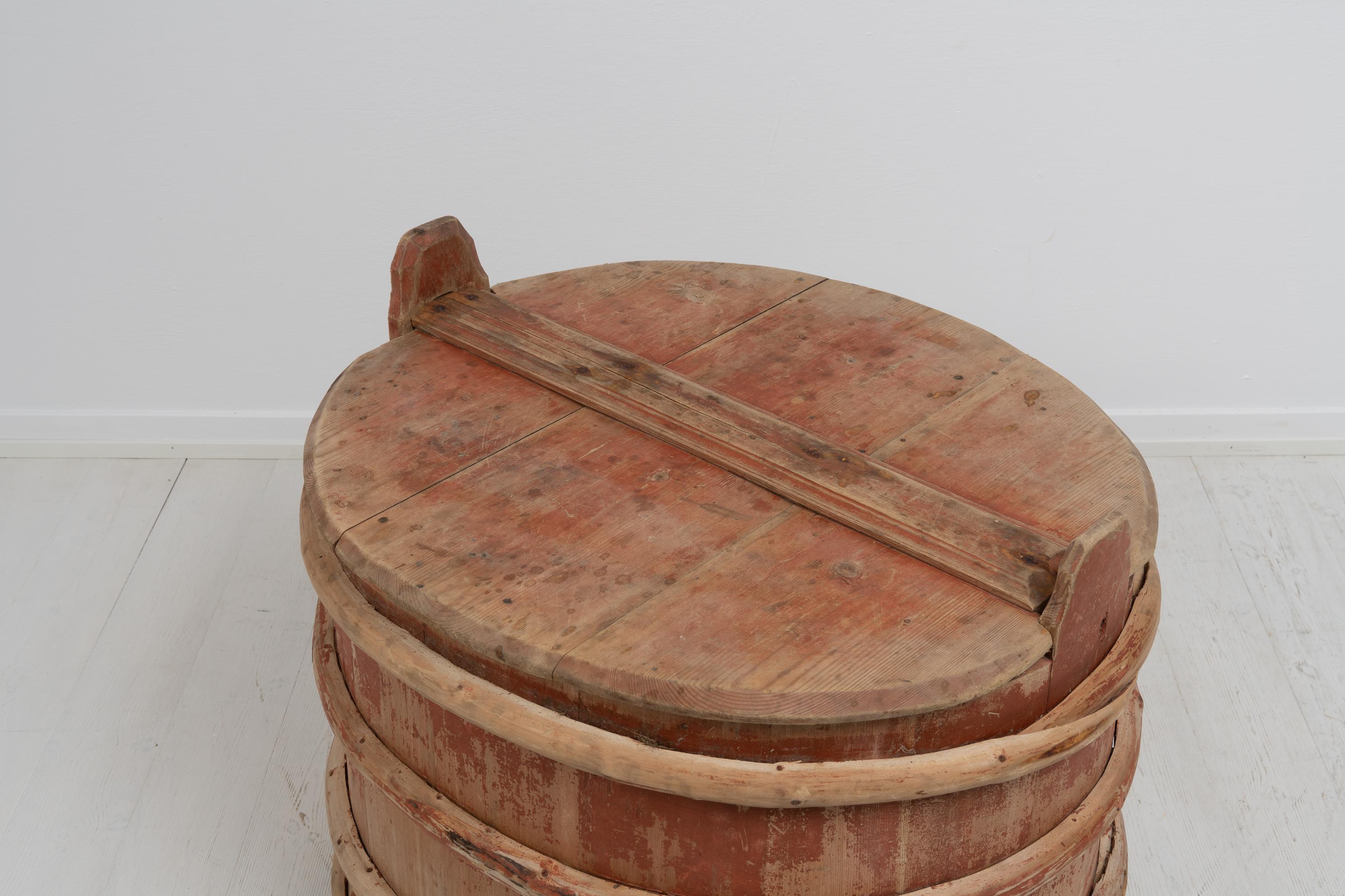 Pine 19th Century Swedish Folk Art Wooden Barrel