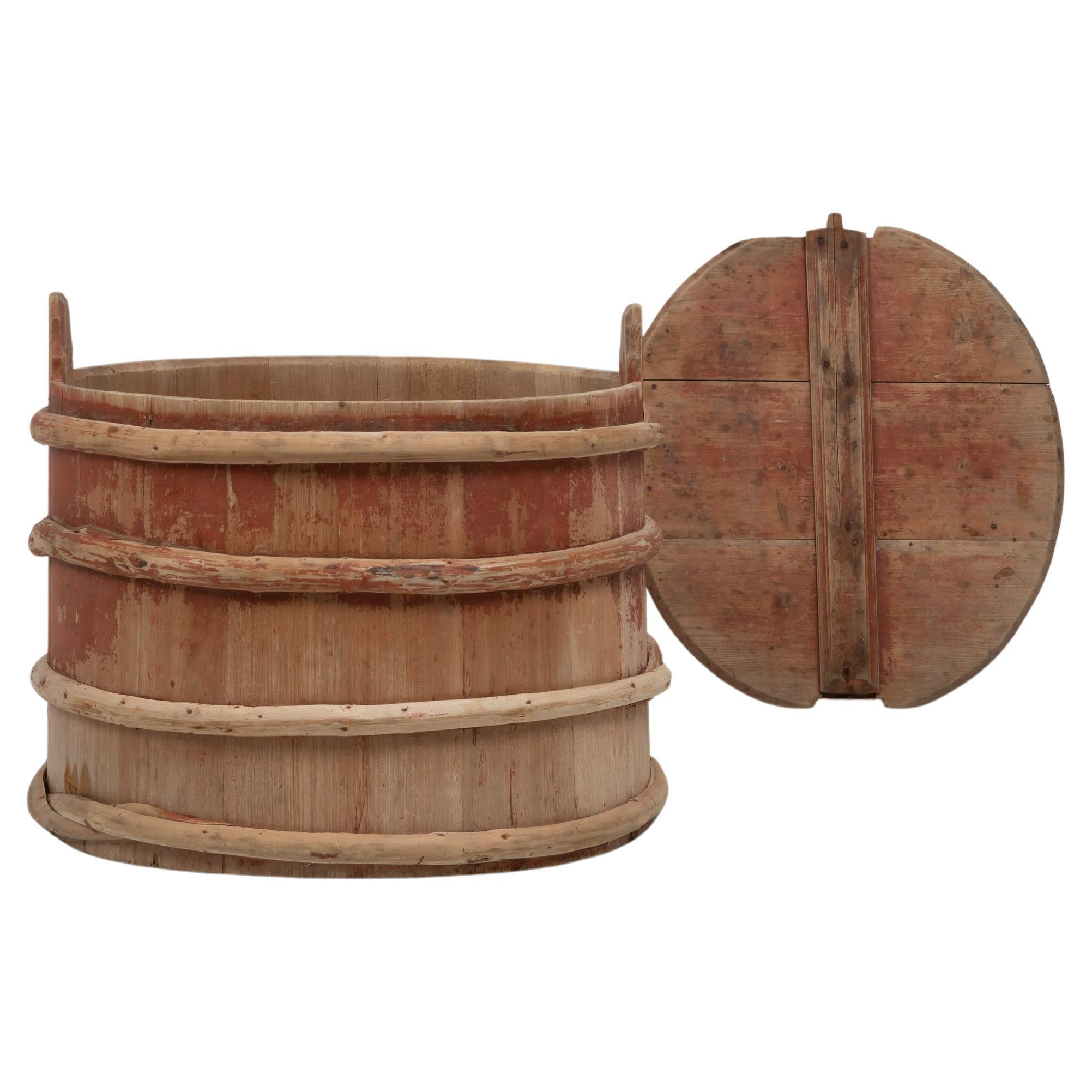 19th Century Swedish Folk Art Wooden Barrel