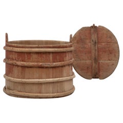 Used 19th Century Swedish Folk Art Wooden Barrel