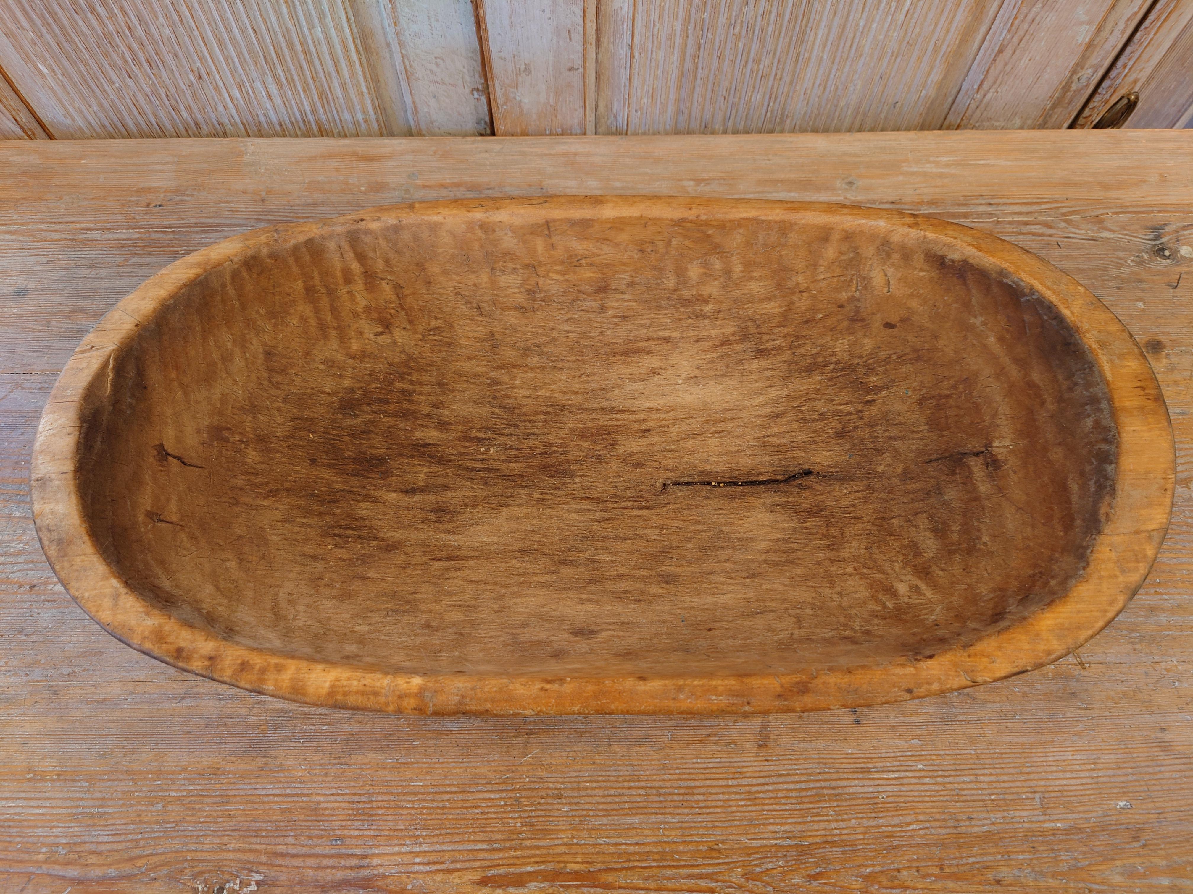 Hand-Carved 19th Century Swedish Folk Art Wooden bowl  dated 1826