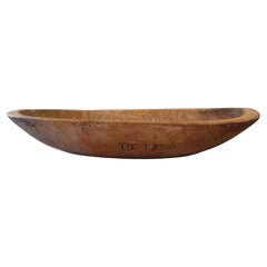 Used 19th Century Swedish Folk Art Wooden bowl  dated 1826