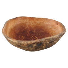19th Century Swedish Folk Art Wooden Bowl Dated 1871 Signed OAS