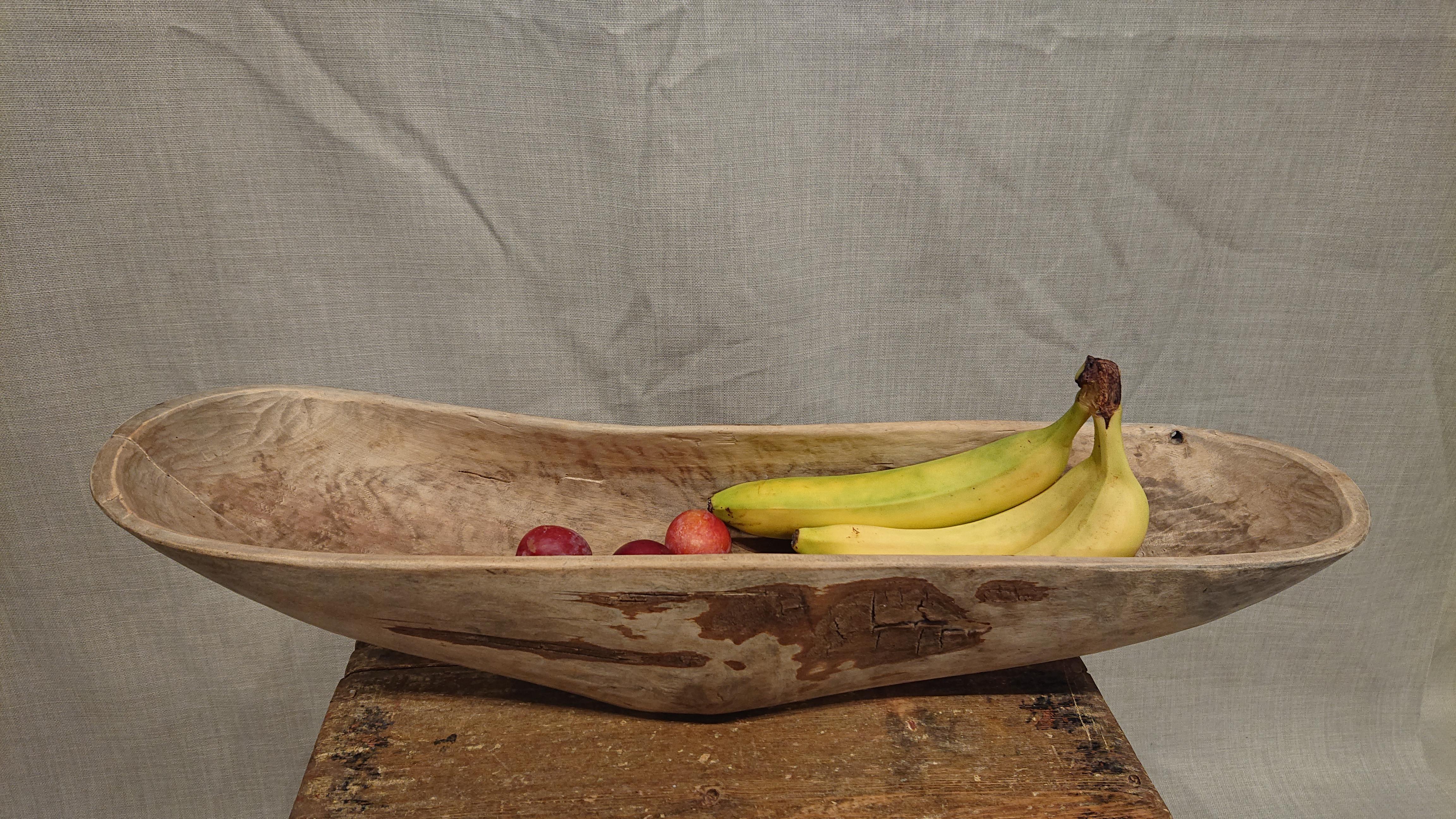 19th Century Swedish Folk Art Wooden Bowl Signed BAS, 1845 For Sale 5