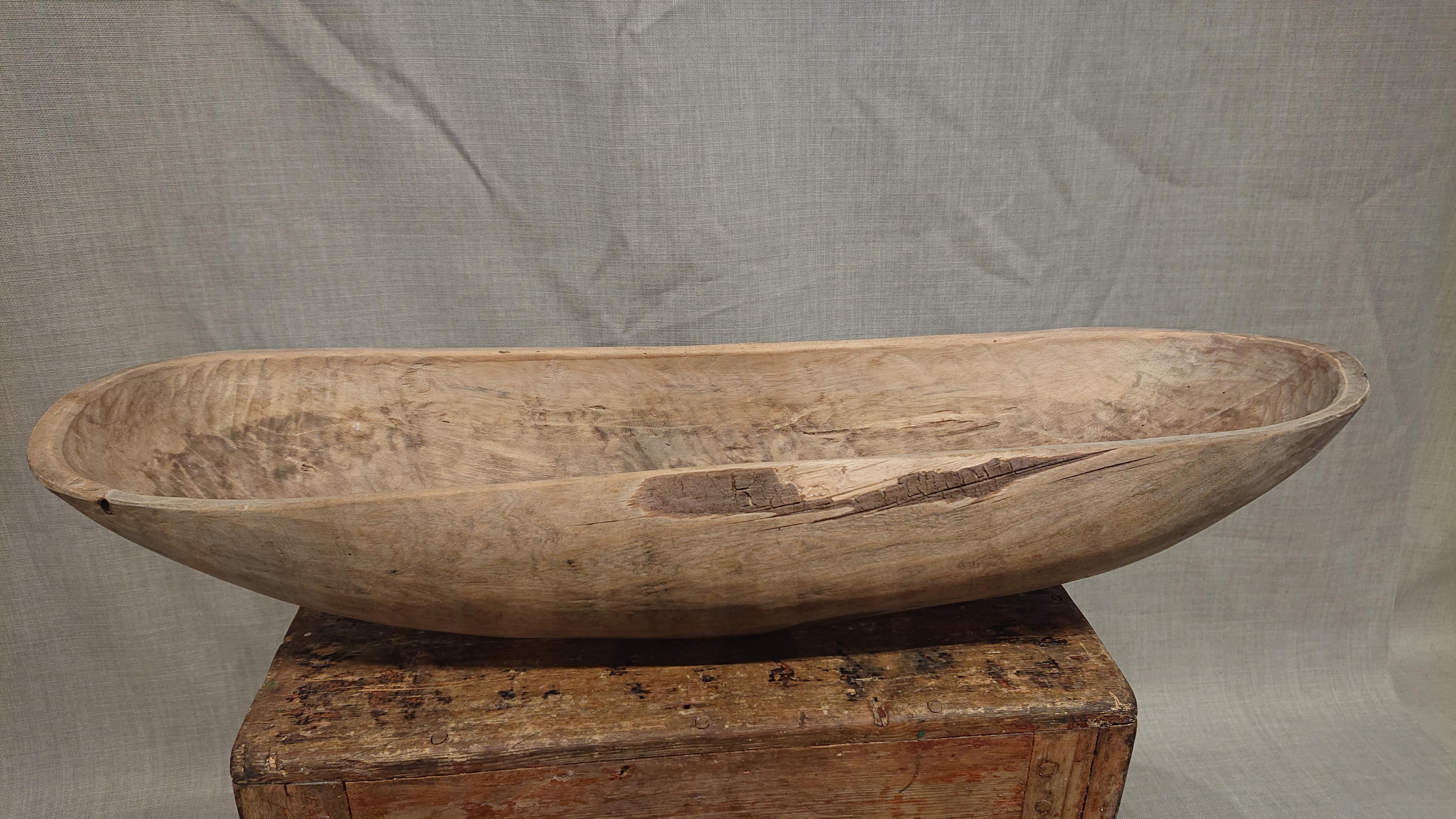 19th Century Swedish Folk Art Wooden Bowl Signed BAS, 1845 For Sale 8