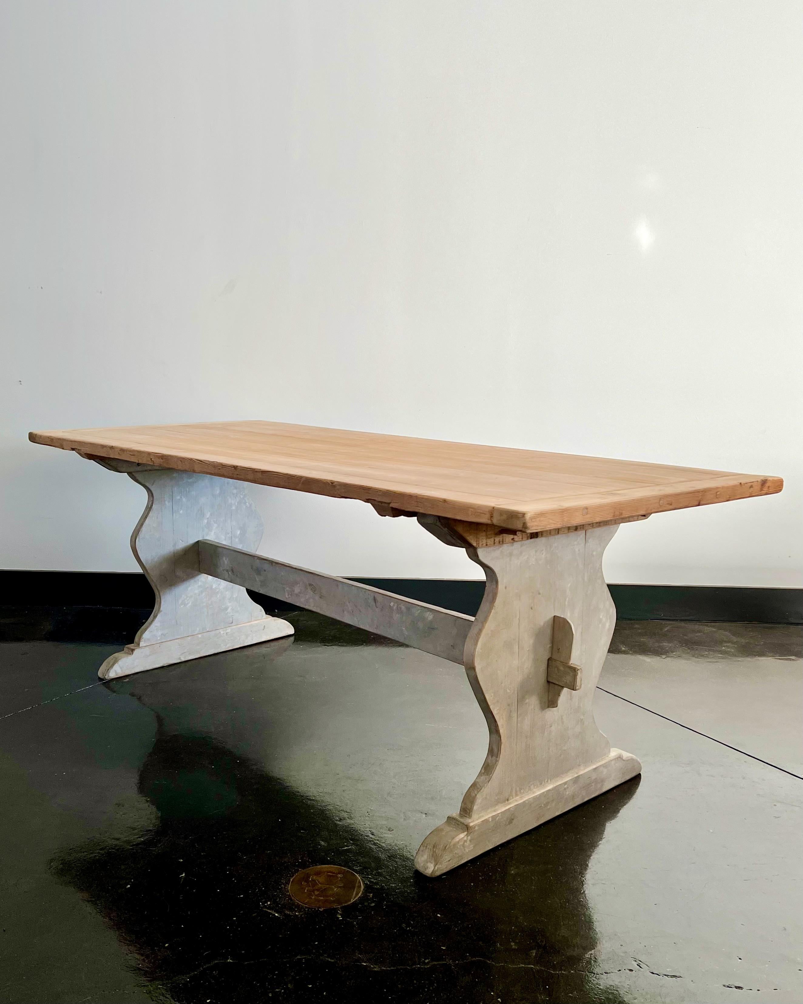 19th century Swedish trestle table in style in “Allmogestil,