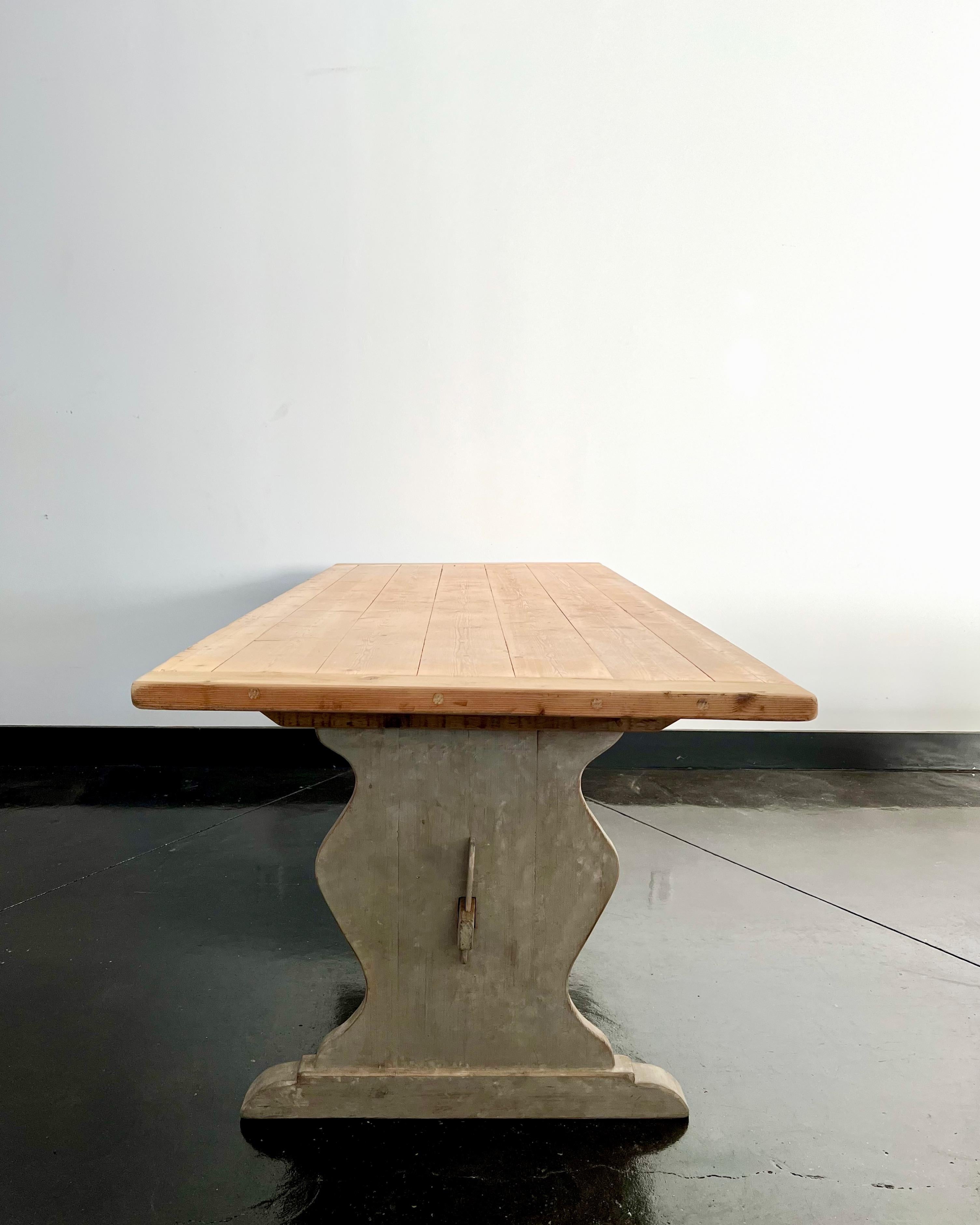Pine 19th Century Swedish Trestle Table For Sale