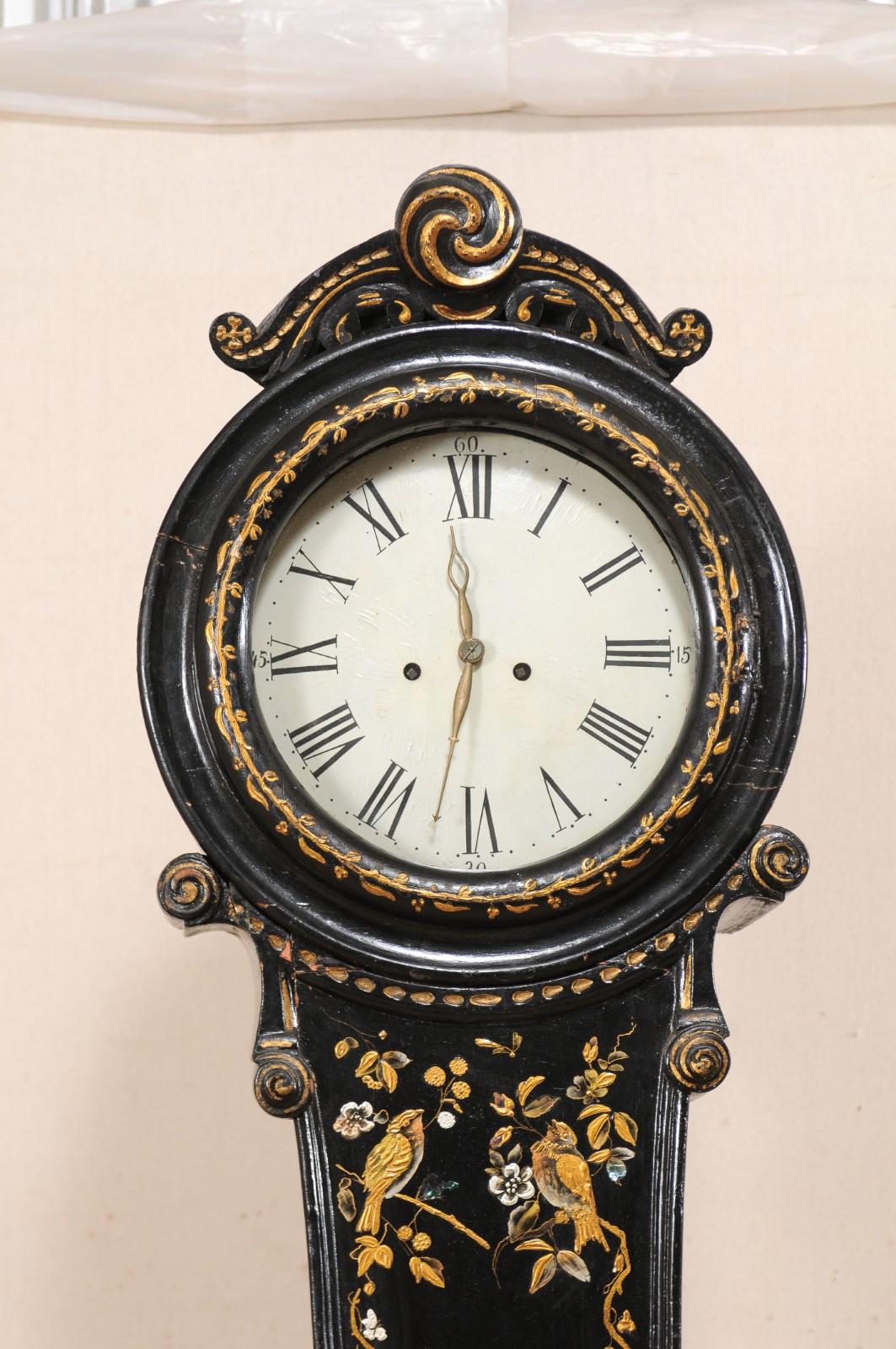 Metal 19th Century Swedish Fryksdahl Clock with Chinoiserie Decor