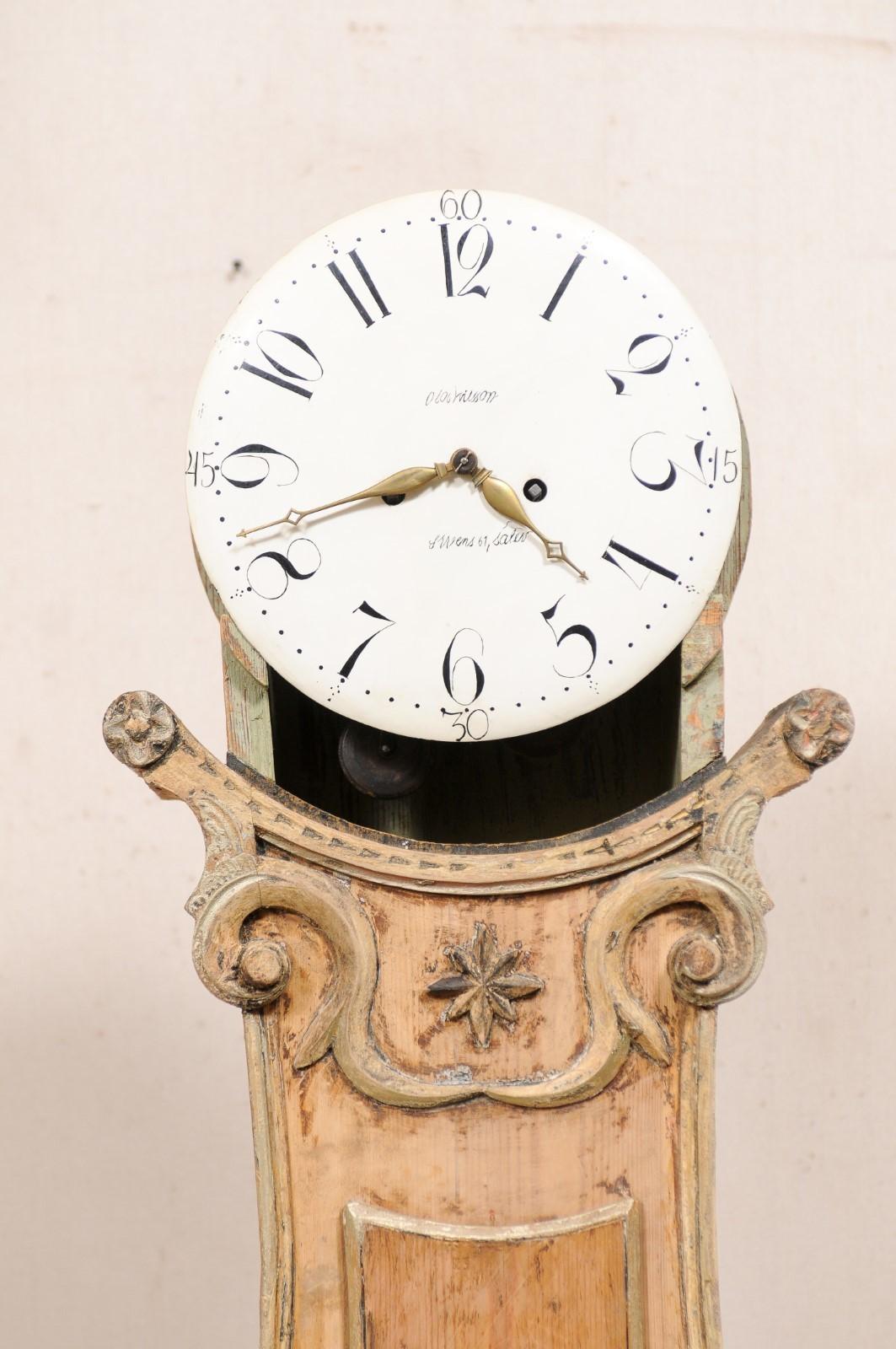 19th Century Swedish Fryksdahl Grandfather Clock w/Original Face & Movement 1