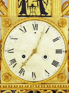 Schwedische vergoldete und eglomise Wanduhr aus dem 19. Jahrhundert