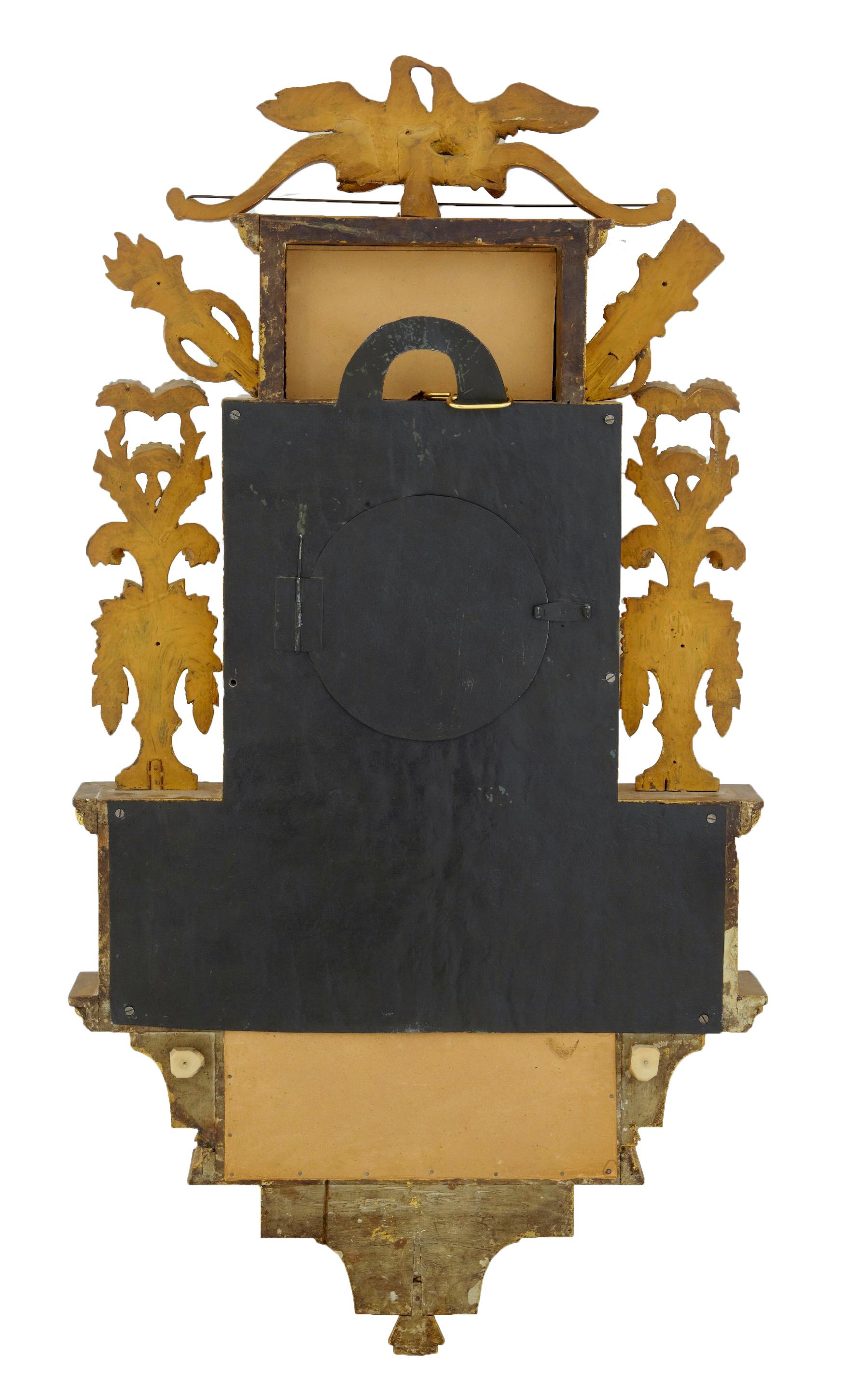 19th Century Swedish Gilt and Eglomise Ornate Wall Clock 3