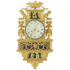 Antique 19th Century Swedish Gilt and Églomisé Ornate Wall Clock