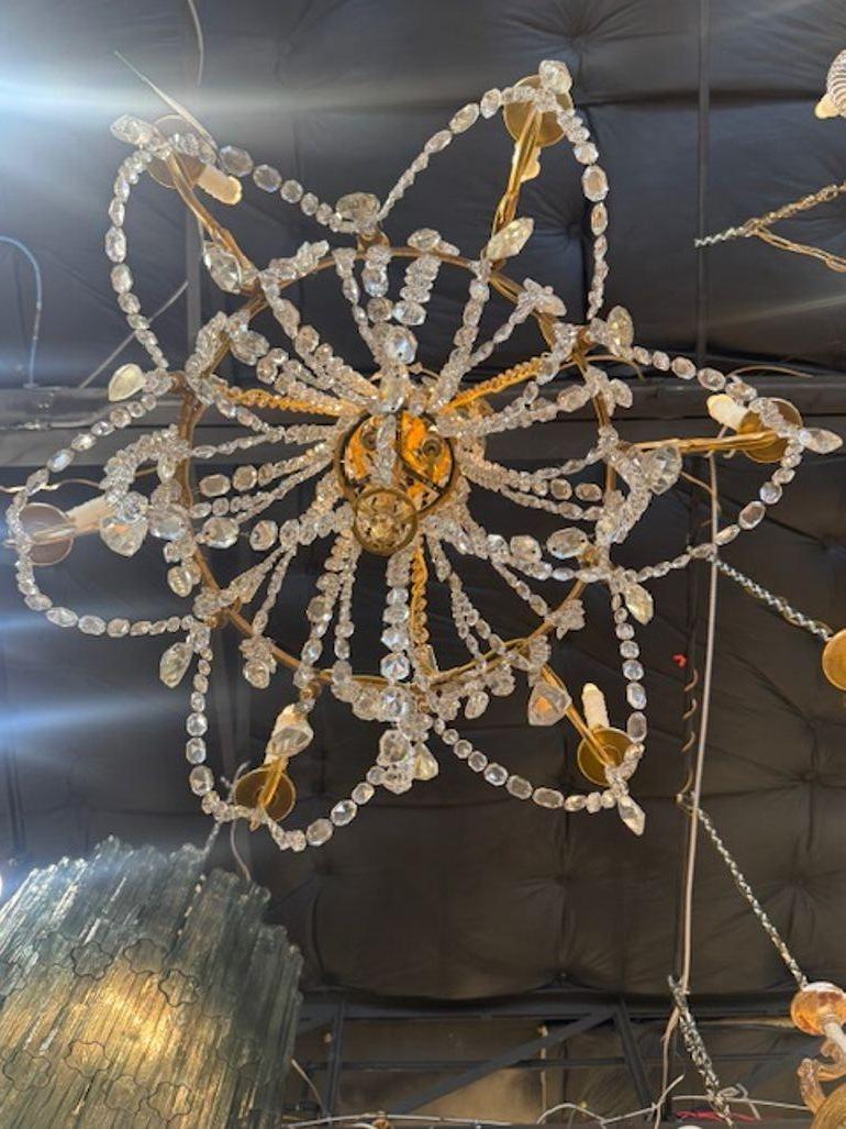 19th Century Swedish Gilt Bronze and Crystal Chandelier In Good Condition For Sale In Dallas, TX