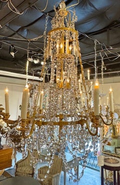 19th Century Swedish Gilt Bronze and Crystal Chandelier